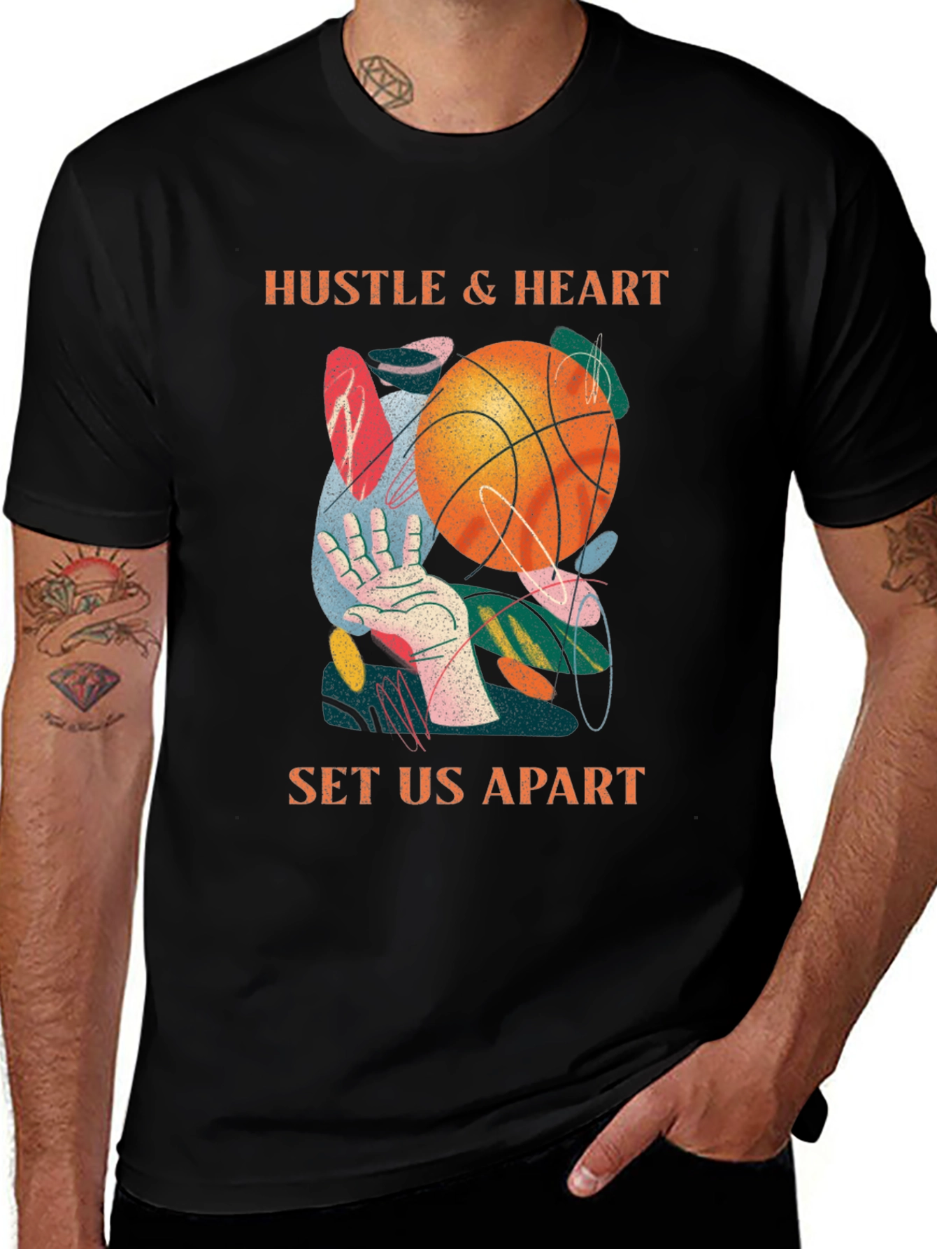 Hustle & Heart Basketball Graphic T-Shirt