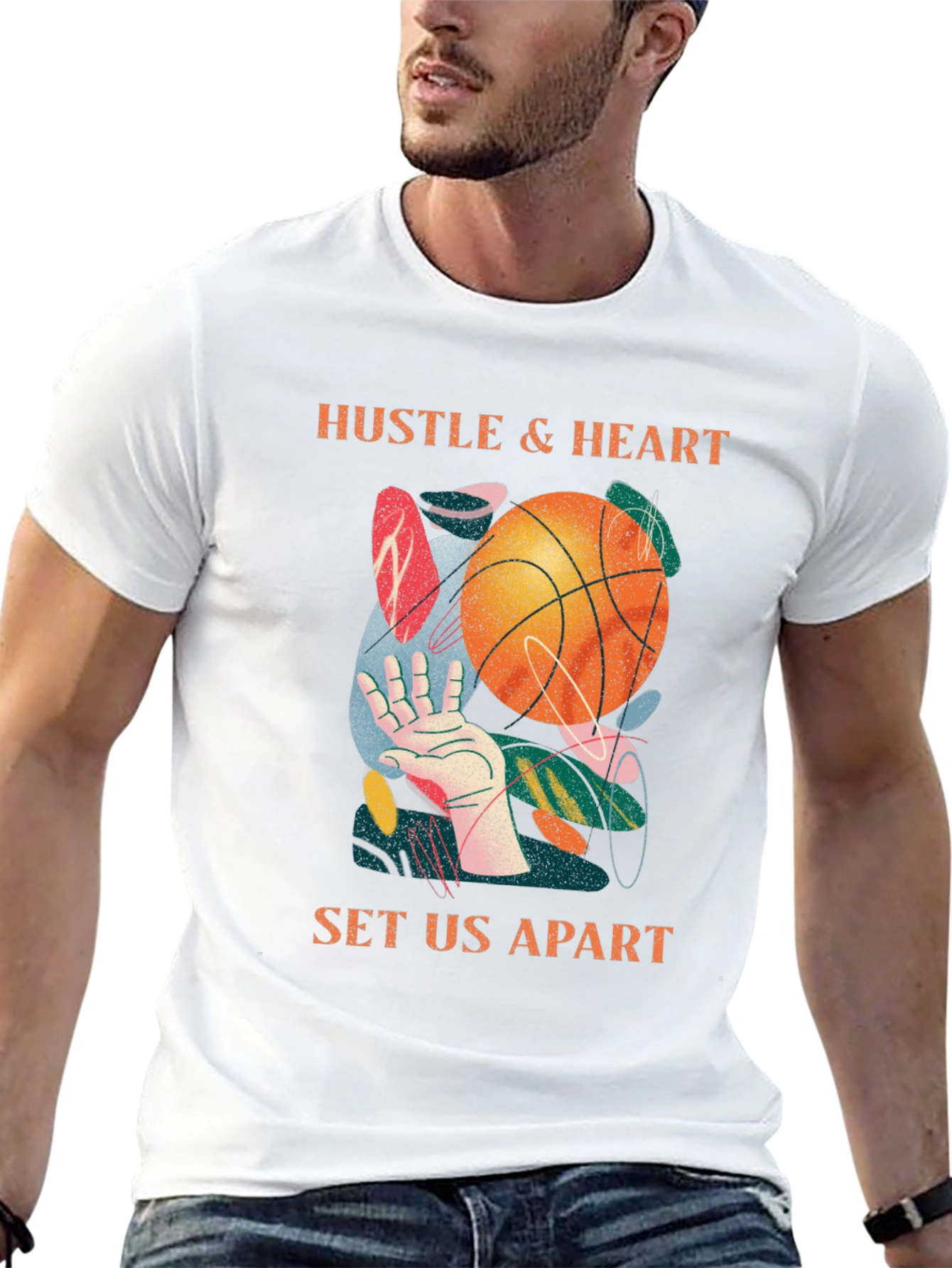 Hustle & Heart Basketball Graphic T-Shirt