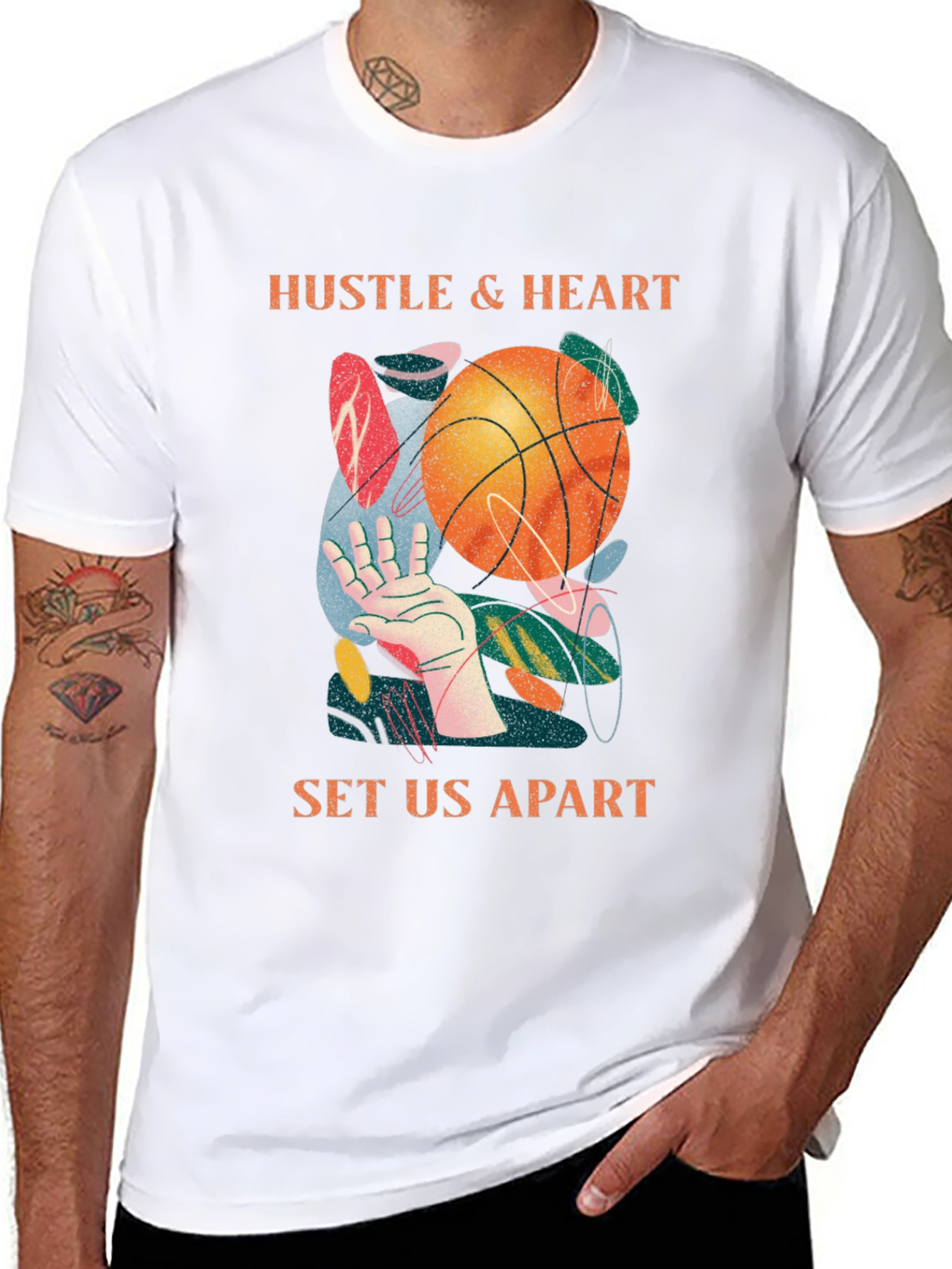 Hustle & Heart Basketball Graphic T-Shirt