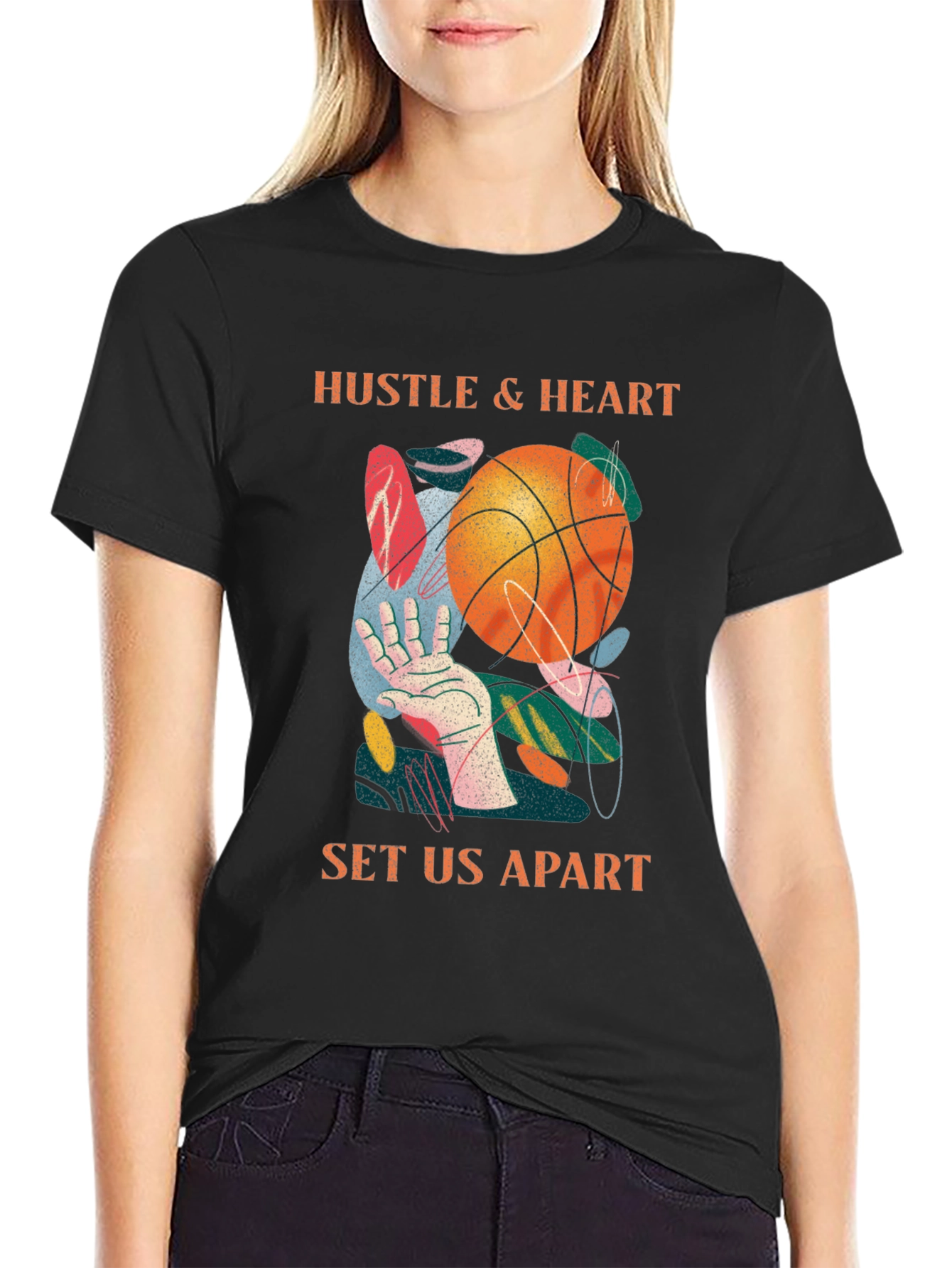 Hustle & Heart Basketball Graphic T-Shirt
