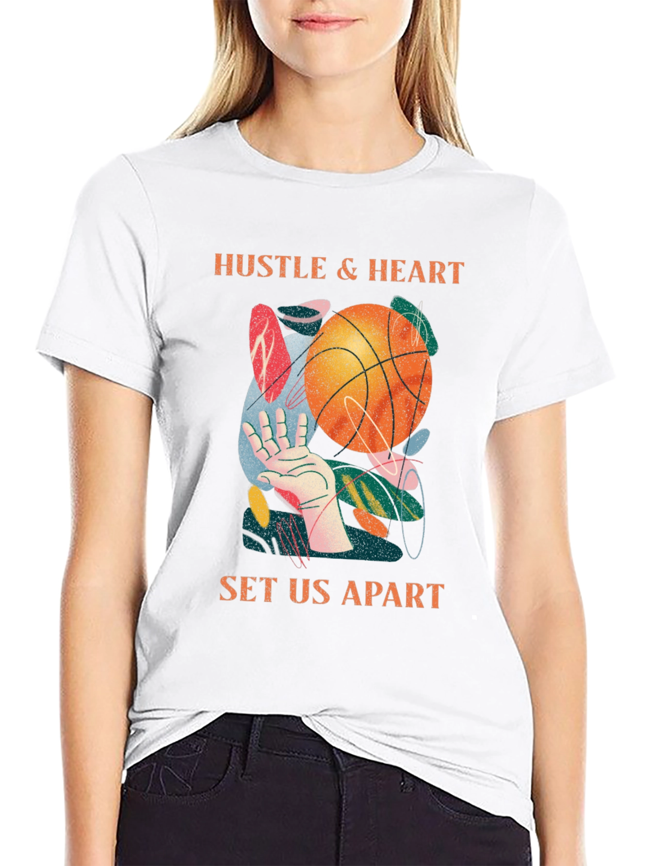 Hustle & Heart Basketball Graphic T-Shirt