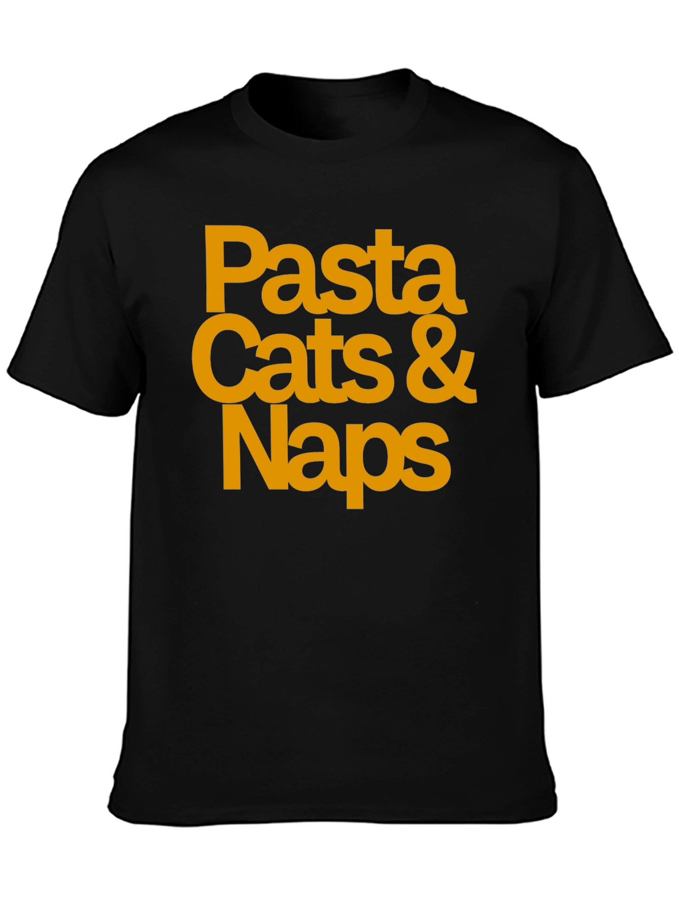 Pasta Cats & Naps Black Graphic T-Shirt
