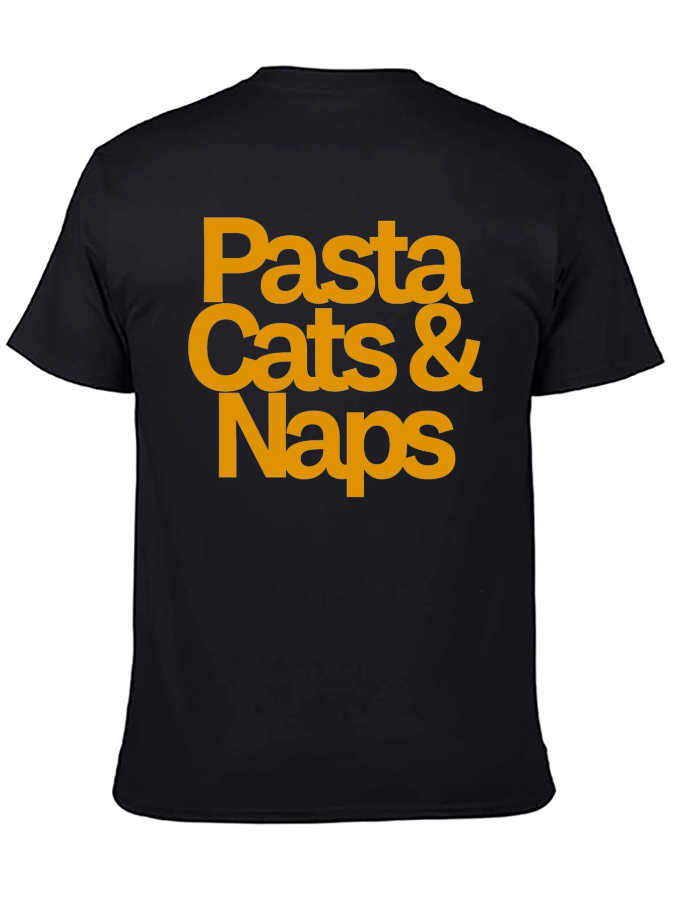 Pasta Cats & Naps Black Graphic T-Shirt