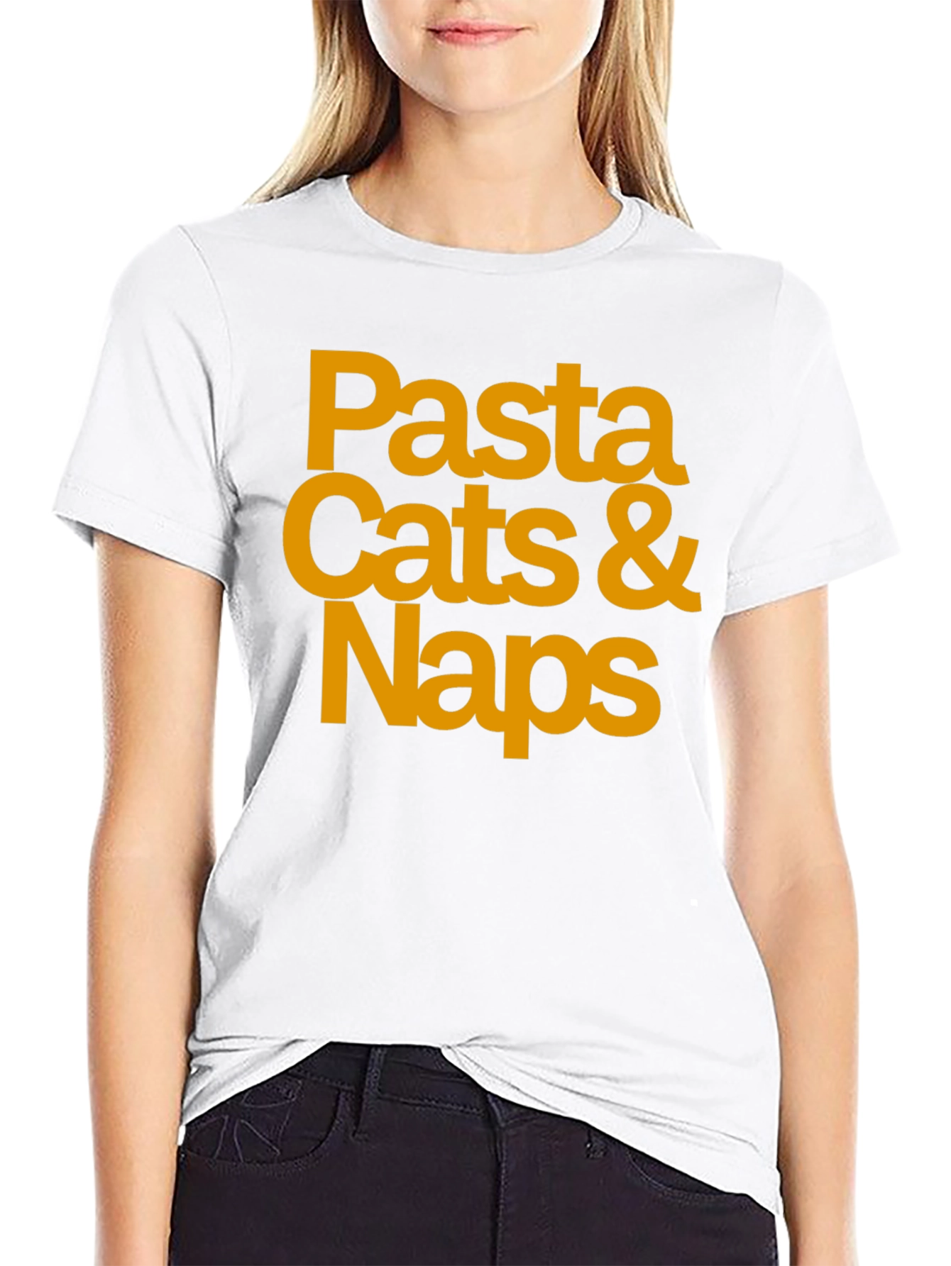 Pasta Cats & Naps Black Graphic T-Shirt