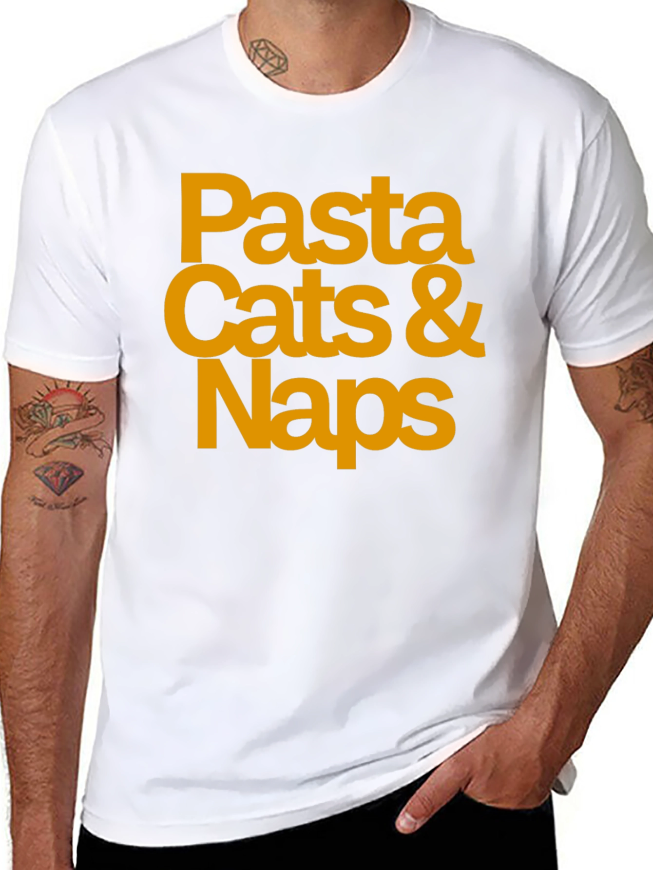 Pasta Cats & Naps Black Graphic T-Shirt