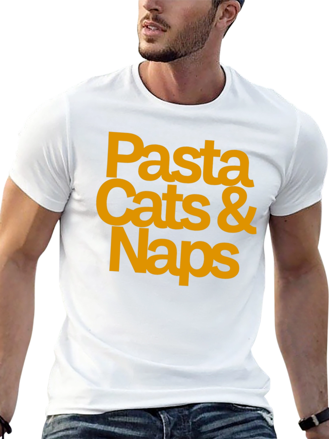 Pasta Cats & Naps Black Graphic T-Shirt