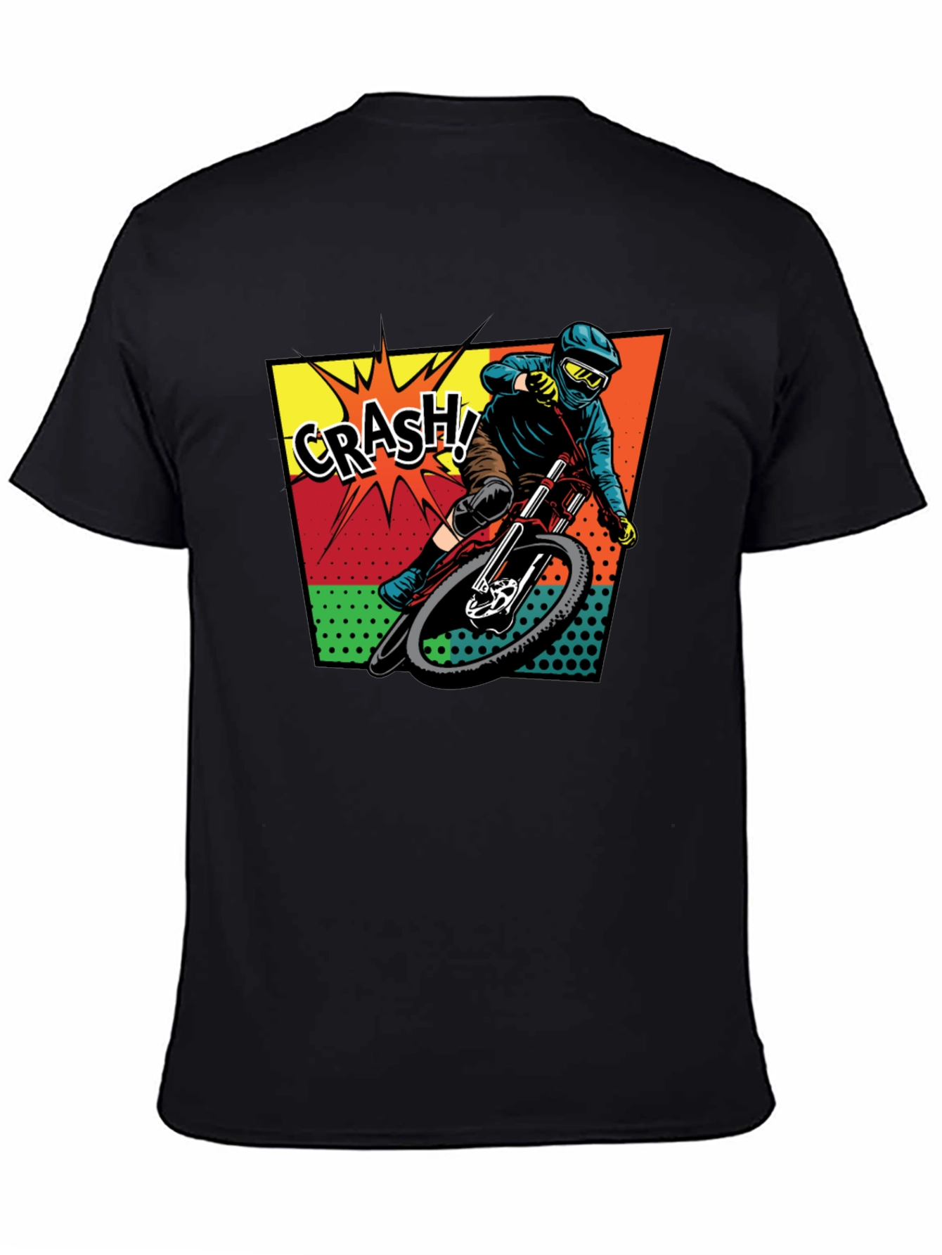 Mens Black Mountain Biking Crash! Graphic T-Shirt