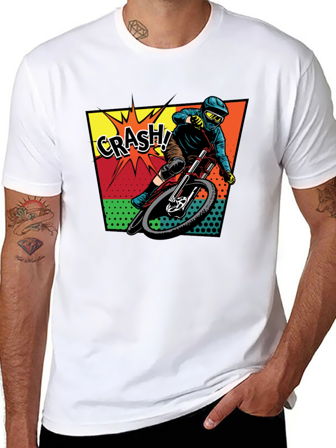 Mens Black Mountain Biking Crash! Graphic T-Shirt