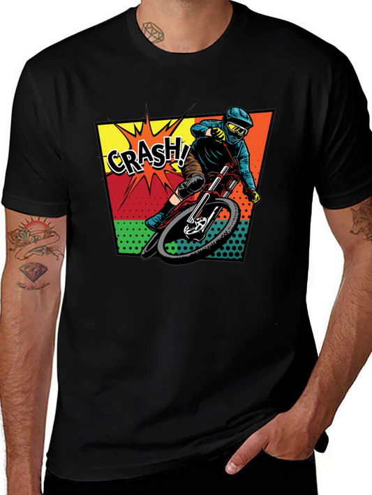 Mens Black Mountain Biking Crash! Graphic T-Shirt