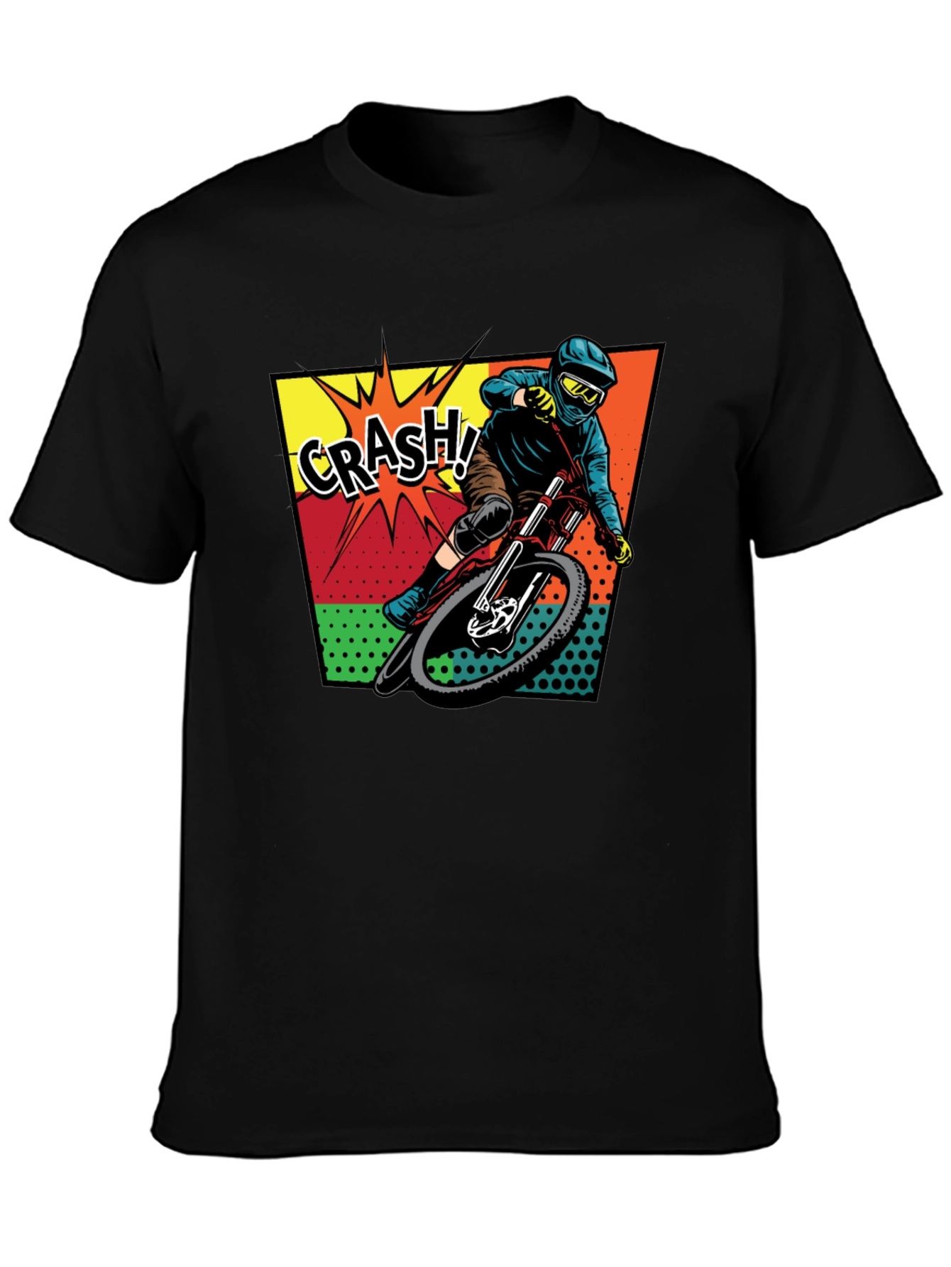 Mens Black Mountain Biking Crash! Graphic T-Shirt