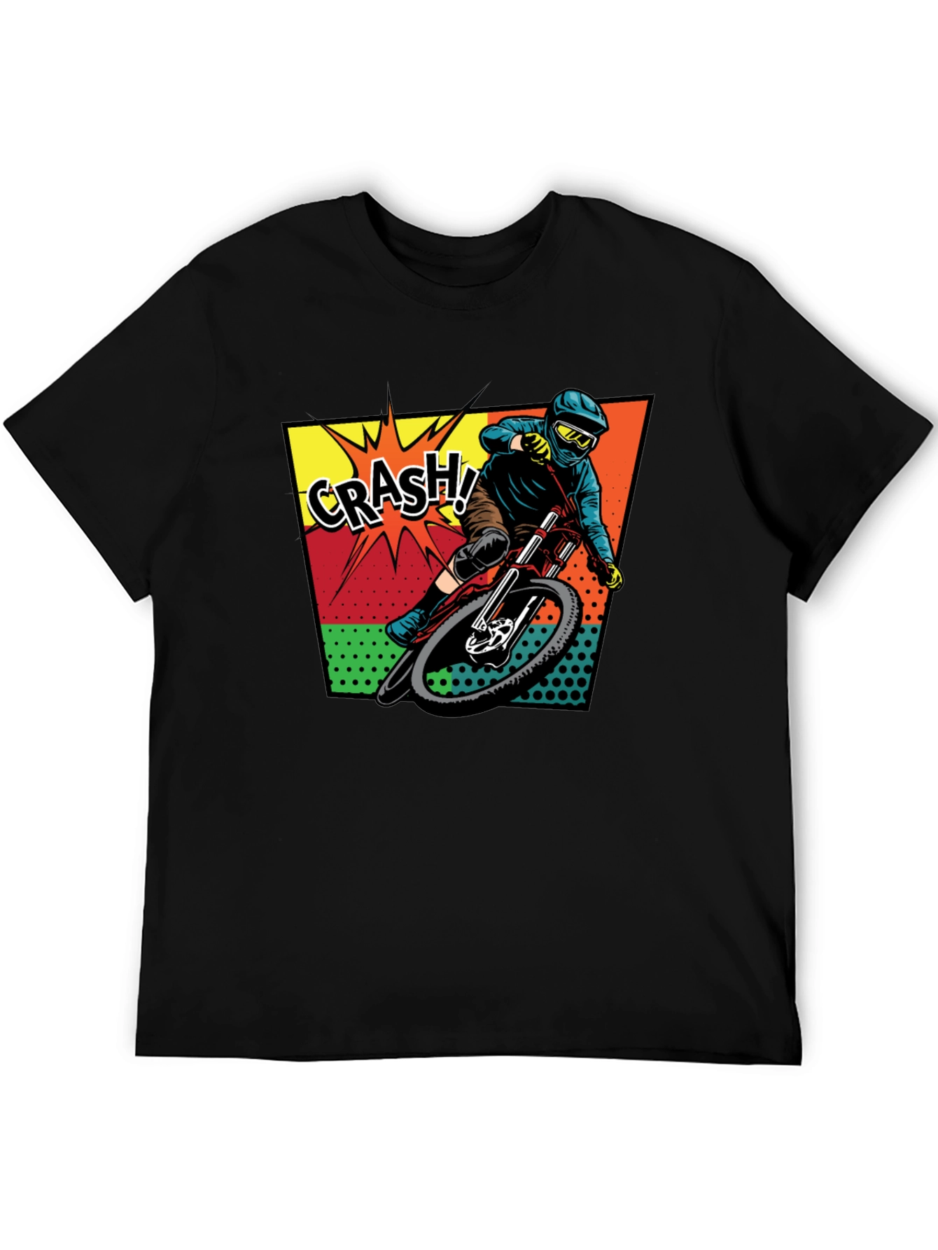Mens Black Mountain Biking Crash! Graphic T-Shirt