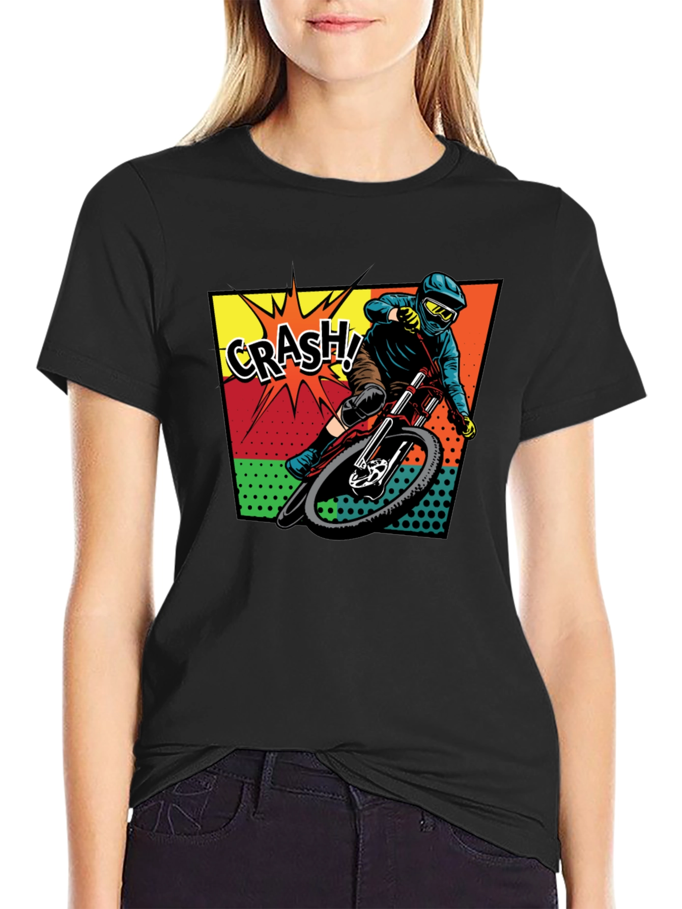 Mens Black Mountain Biking Crash! Graphic T-Shirt