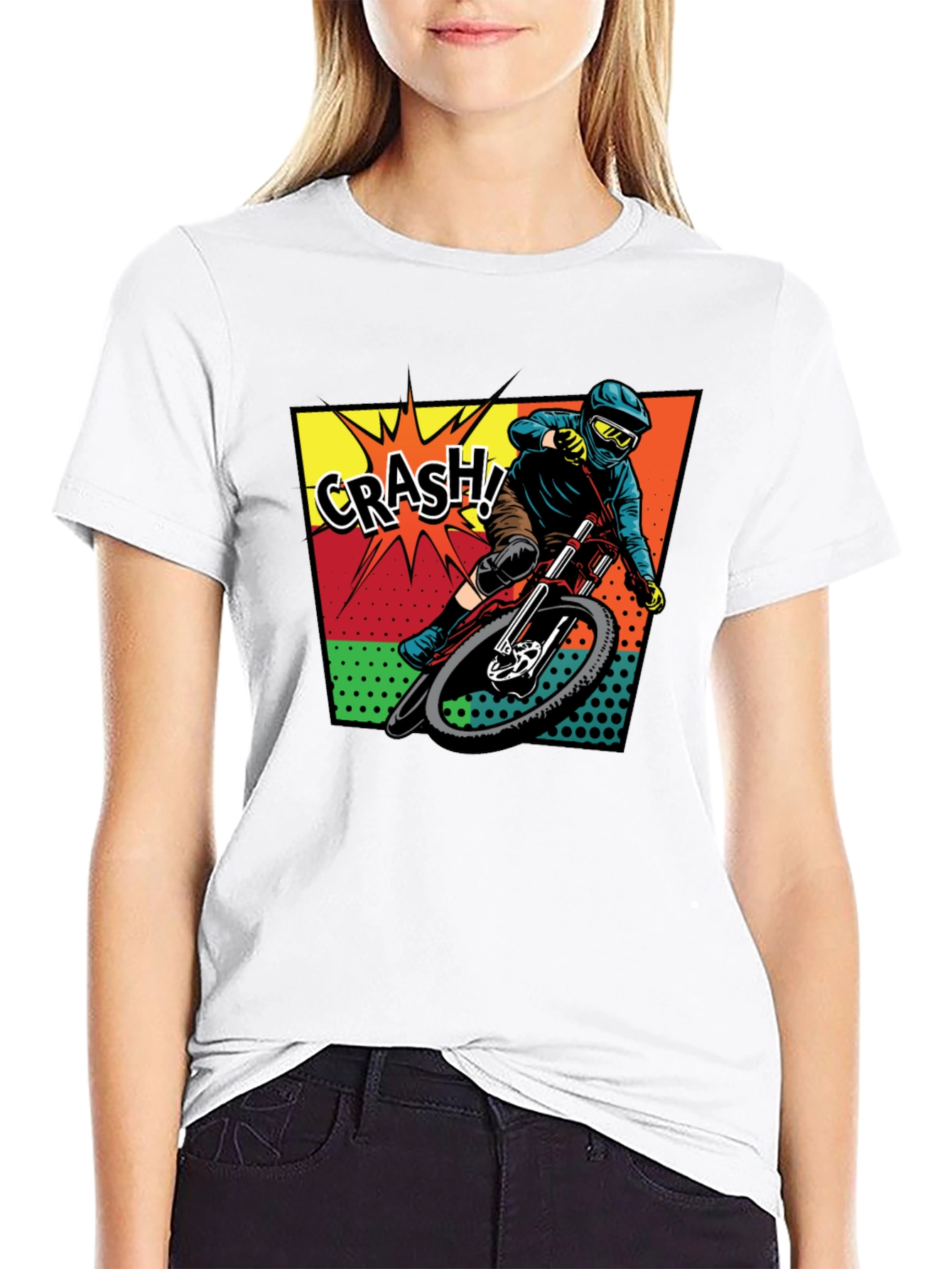 Mens Black Mountain Biking Crash! Graphic T-Shirt