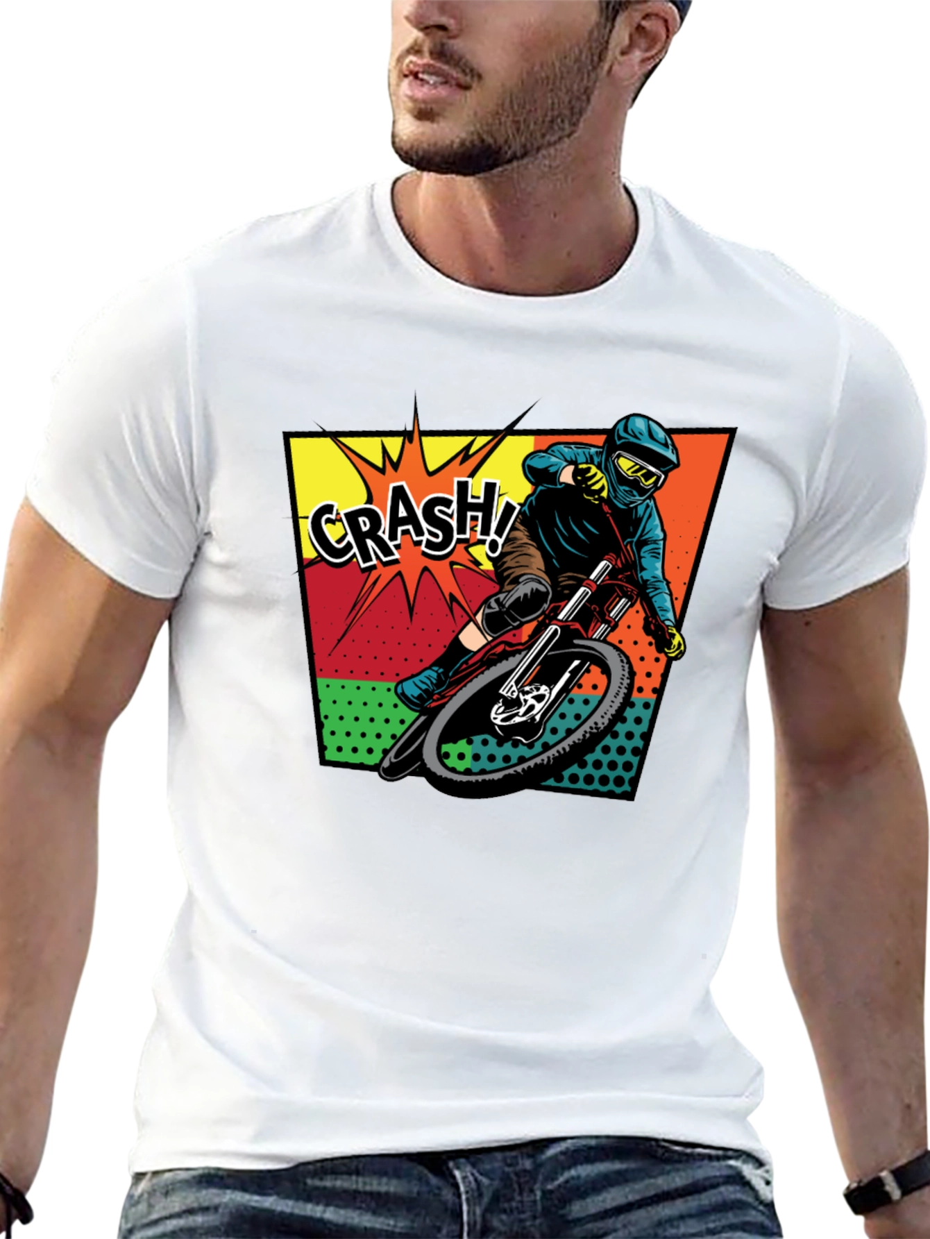 Mens Black Mountain Biking Crash! Graphic T-Shirt