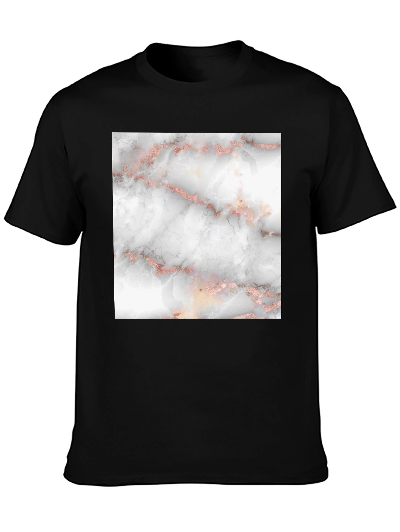 Stylish Black T-Shirt with Marble Design