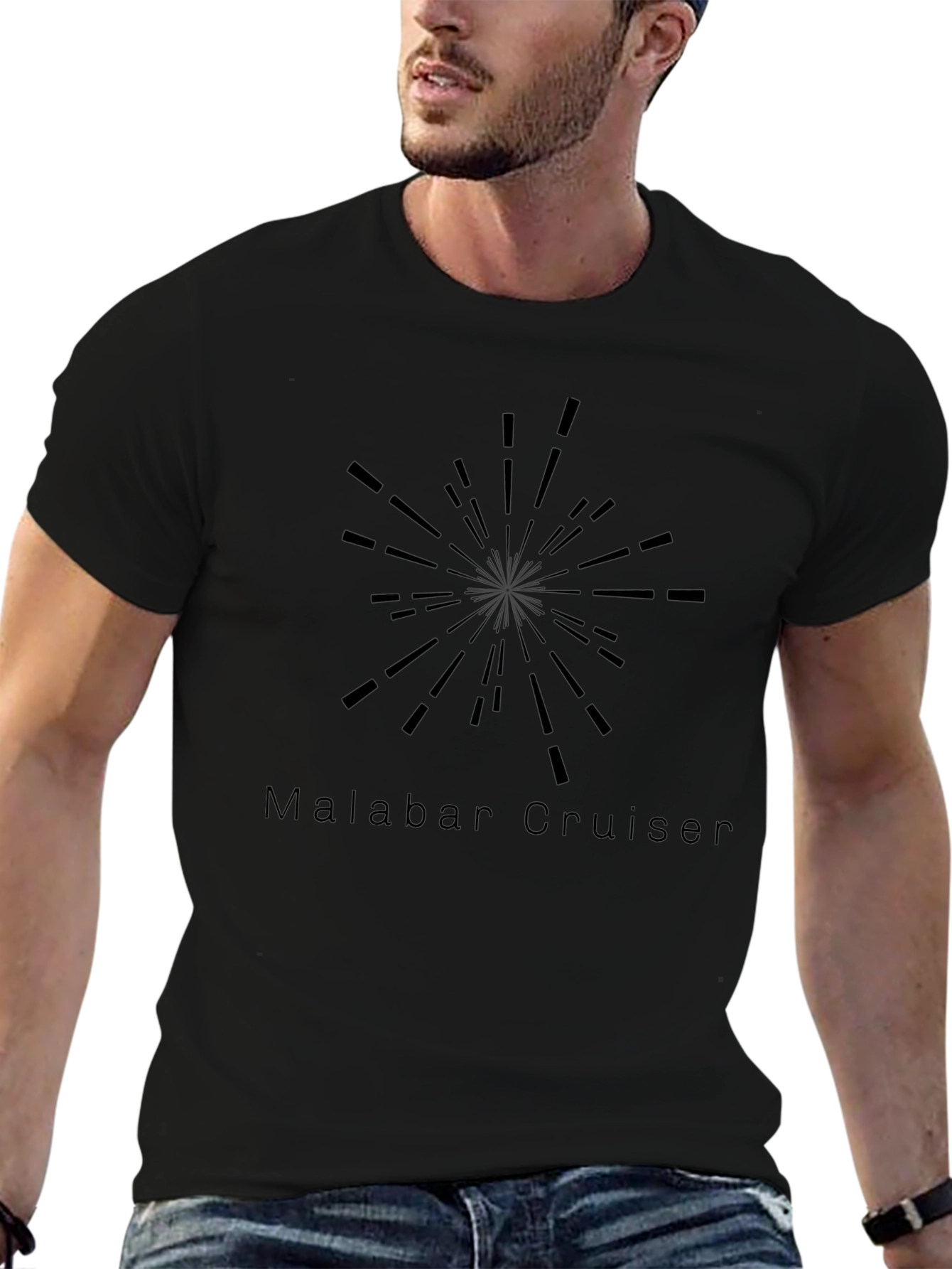 Mens Black T-Shirt with Graphic Print