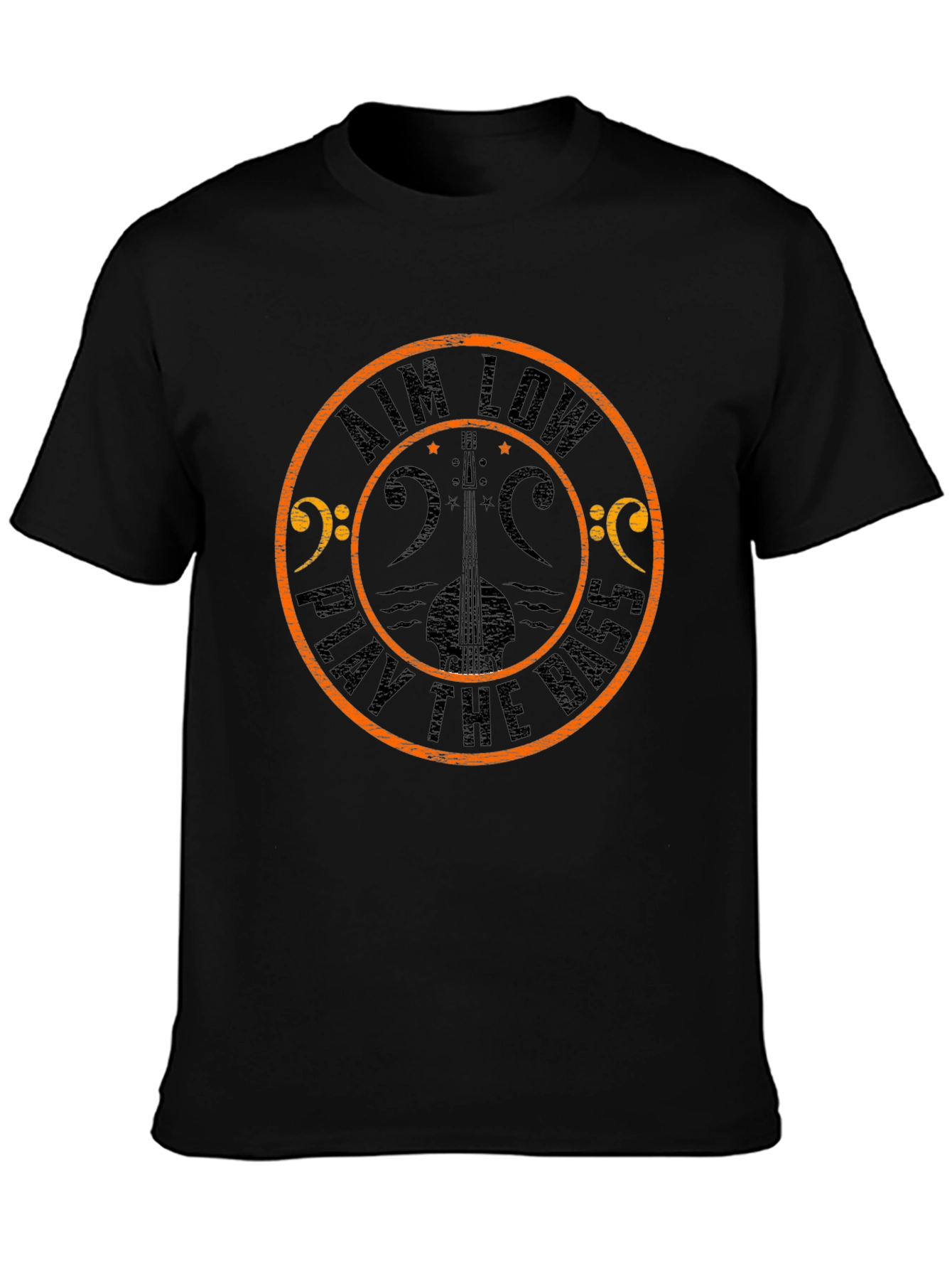 Aim Low Play the Bass Black Graphic T-Shirt