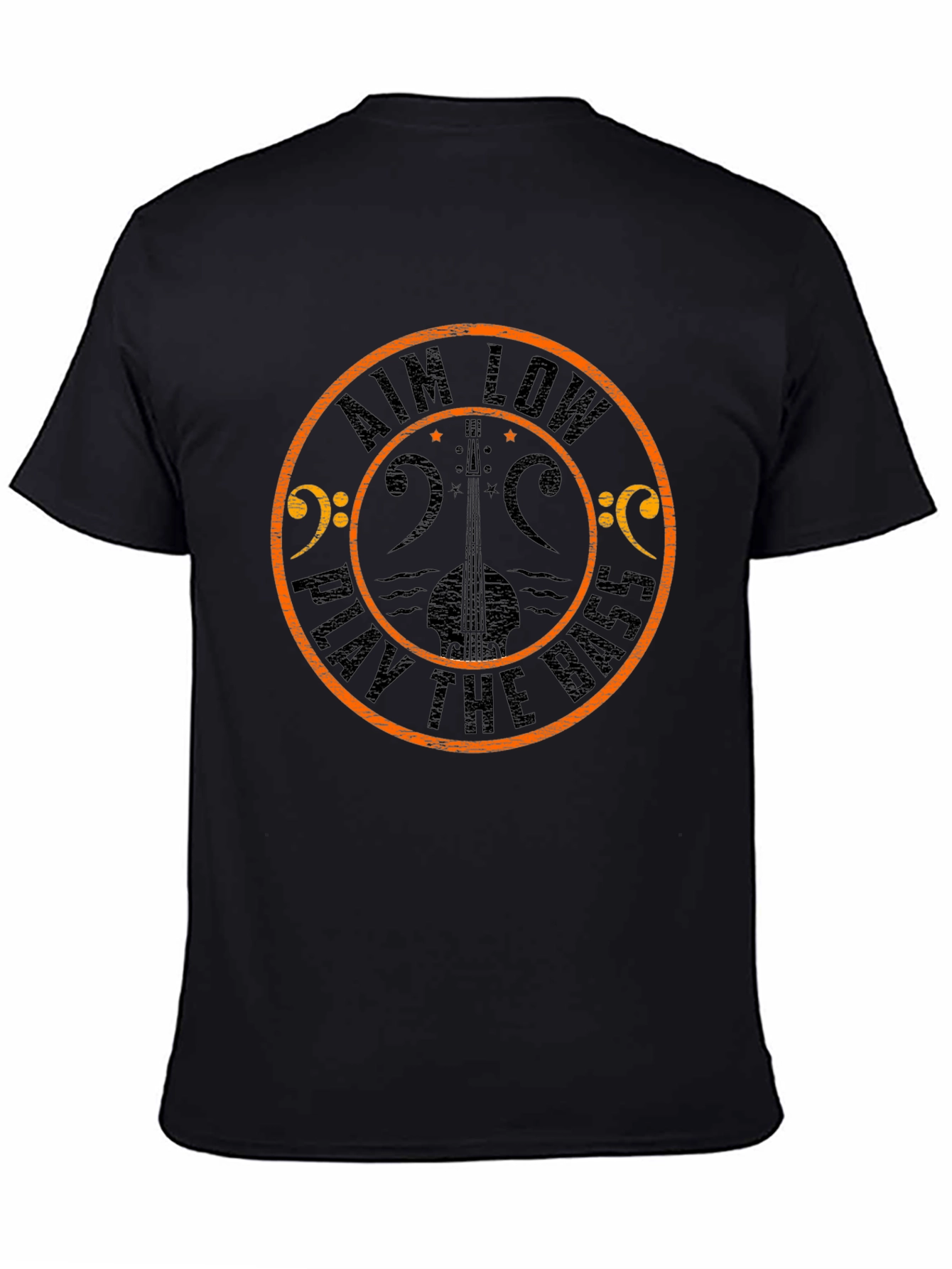 Aim Low Play the Bass Black Graphic T-Shirt
