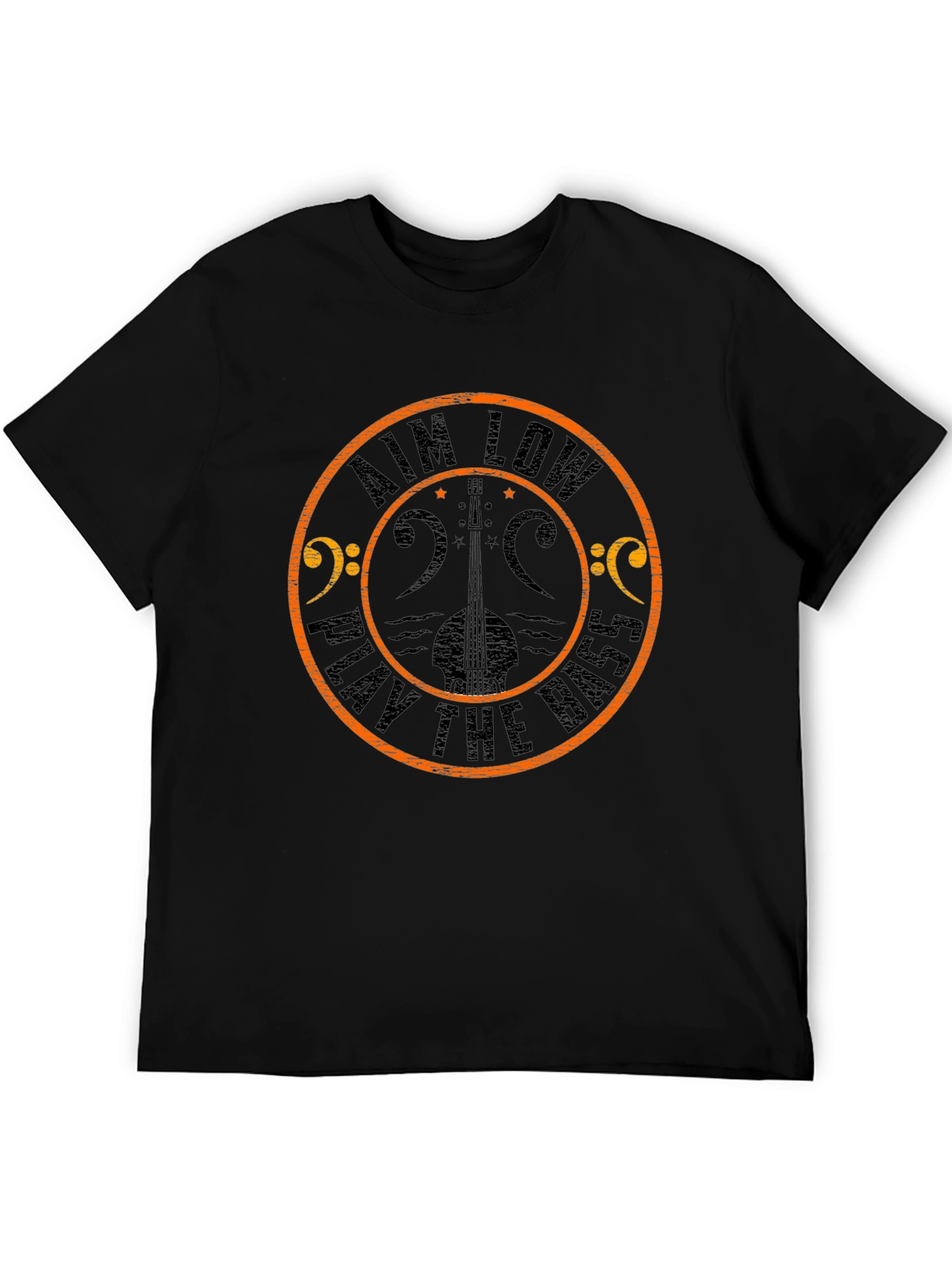 Aim Low Play the Bass Black Graphic T-Shirt