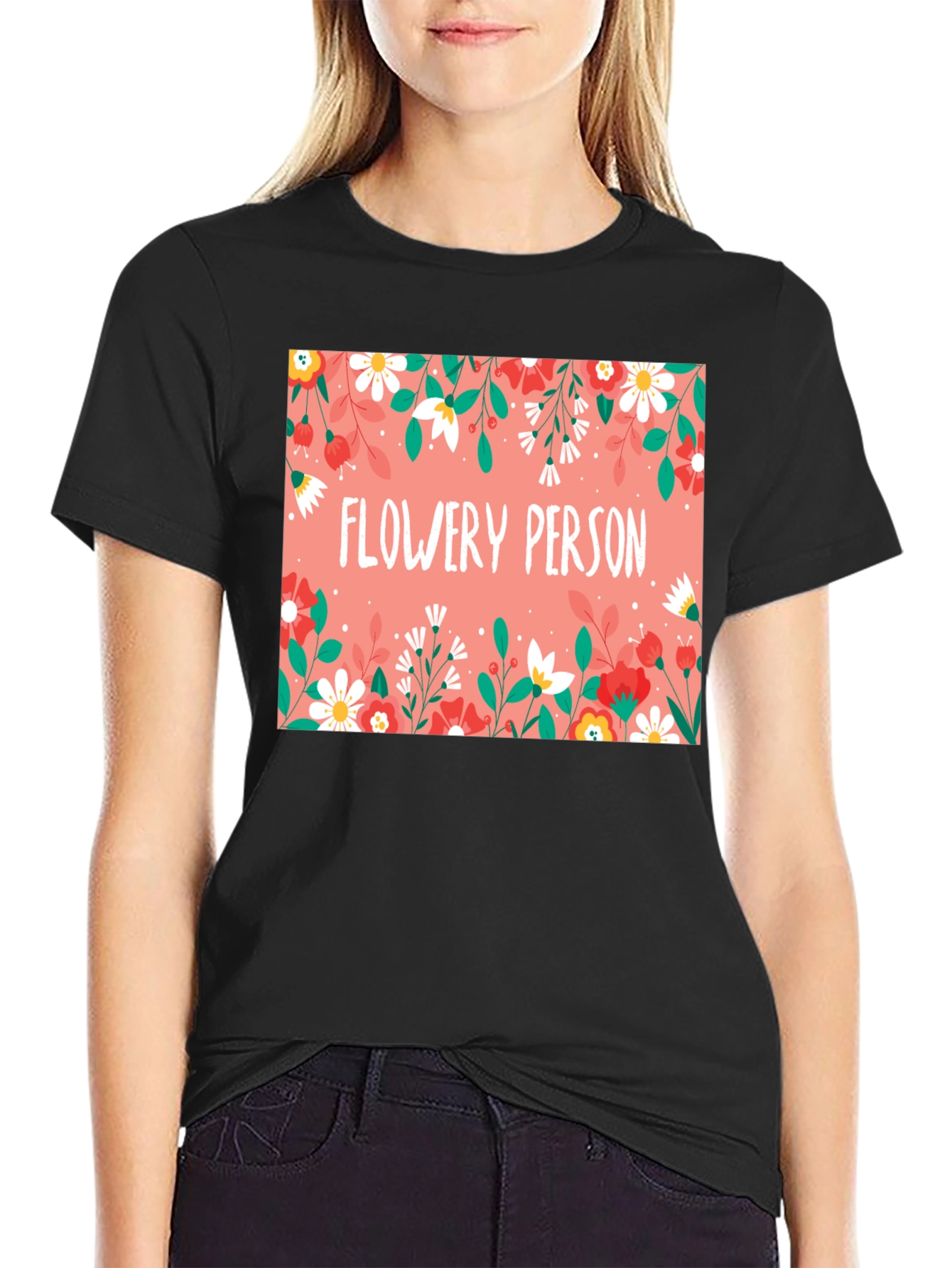 Flowery Person Graphic T-Shirt