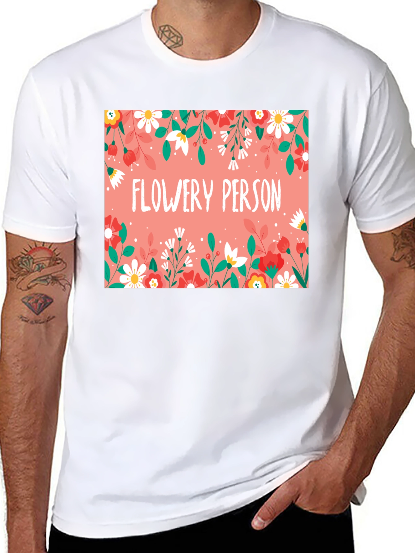 Flowery Person Graphic T-Shirt