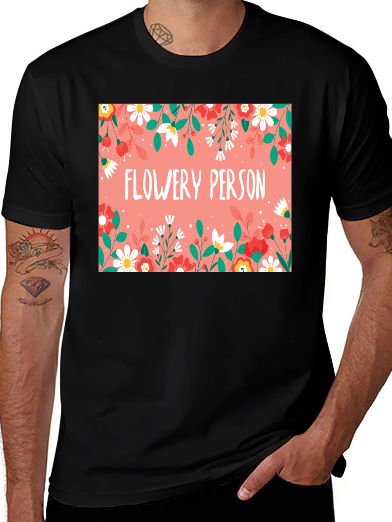 Flowery Person Graphic T-Shirt