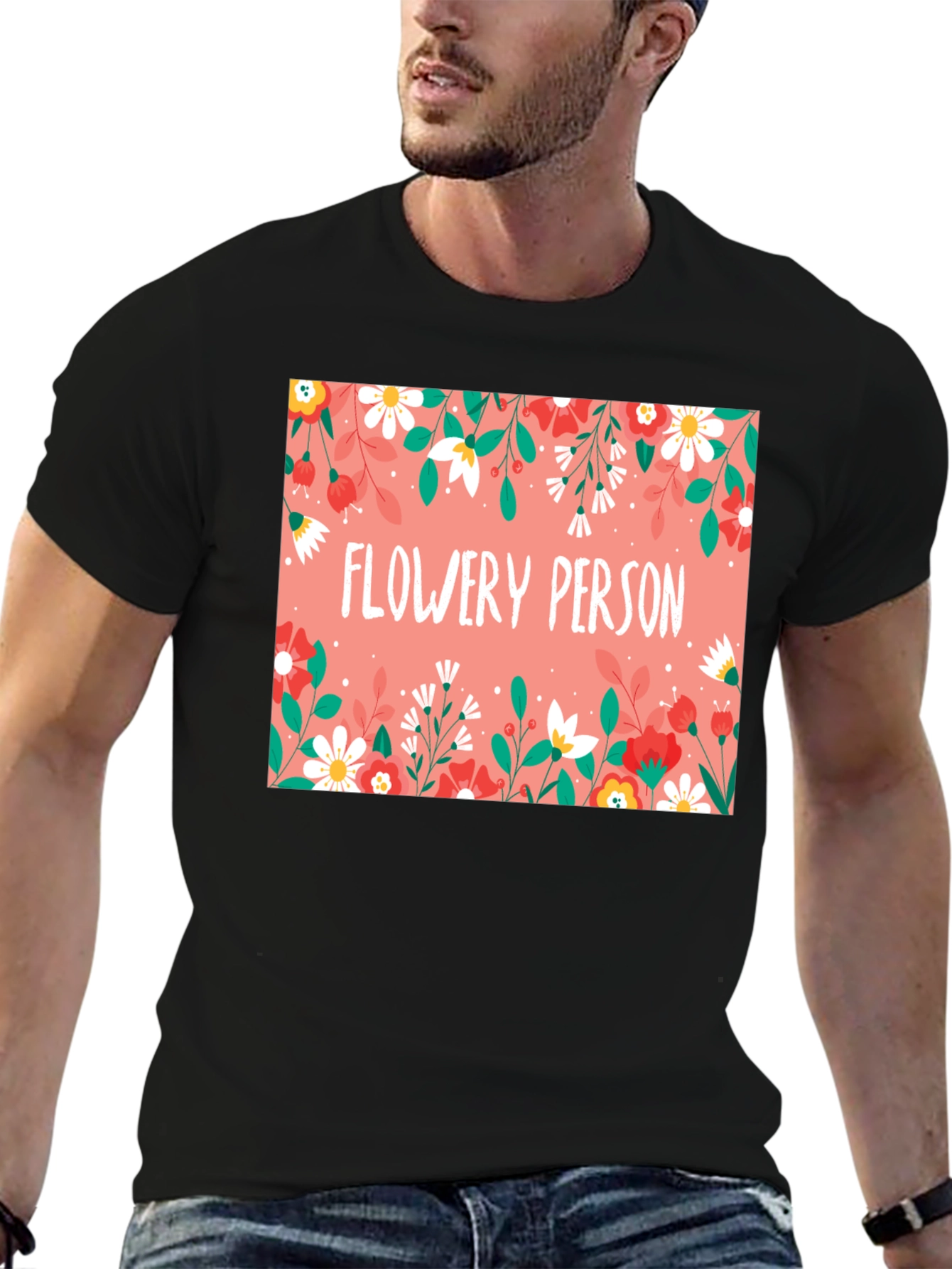 Flowery Person Graphic T-Shirt