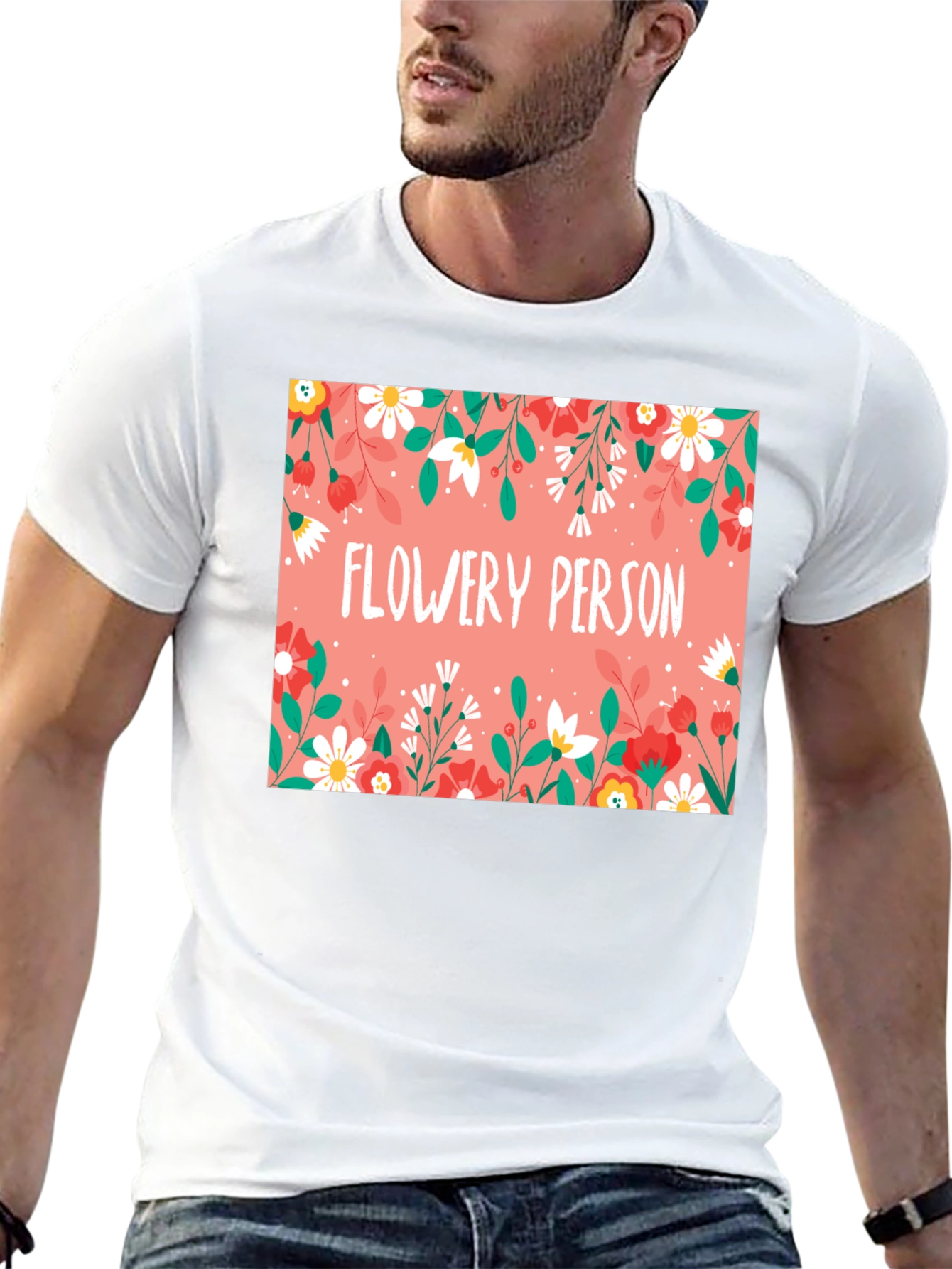 Flowery Person Graphic T-Shirt