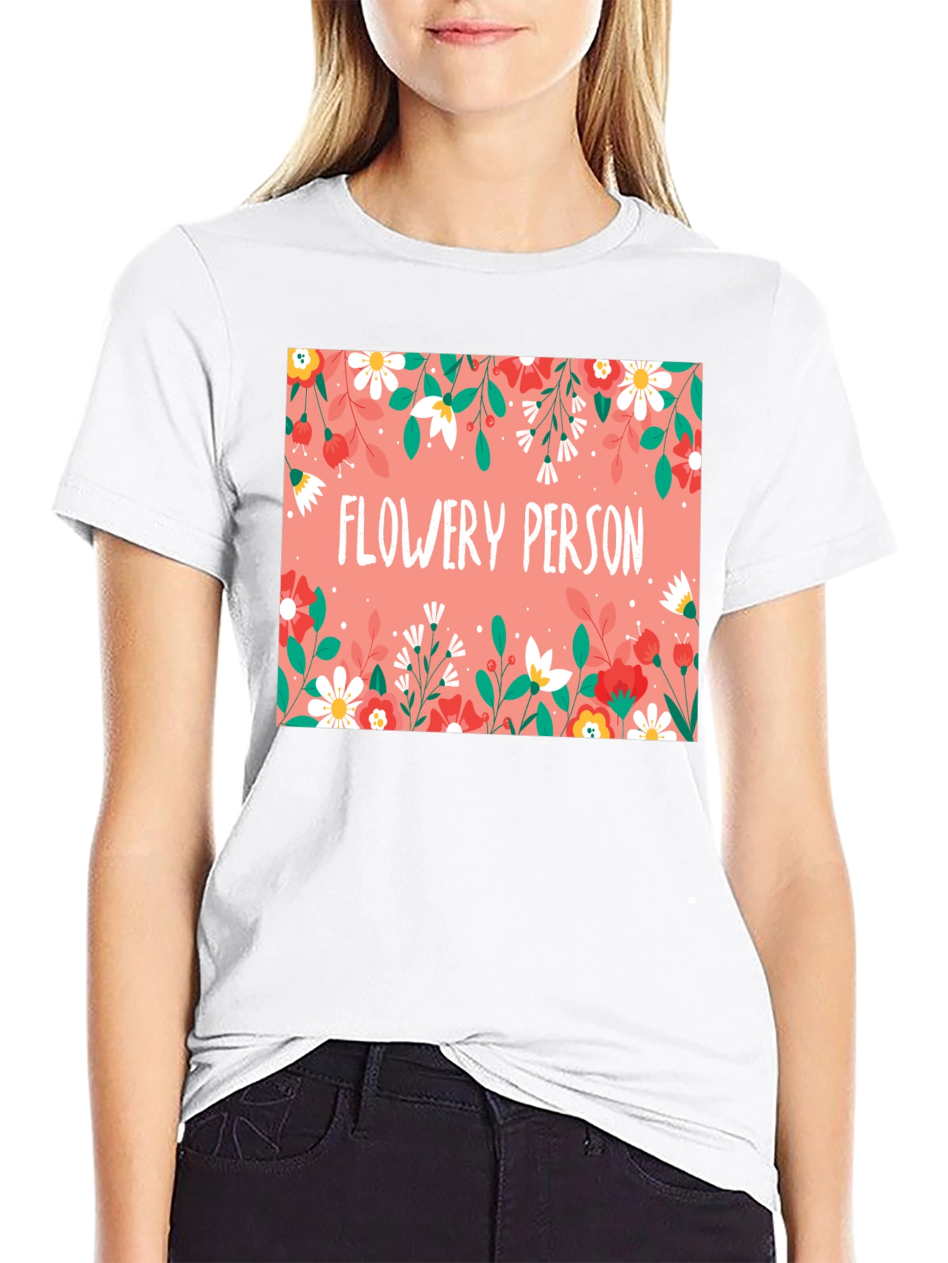 Flowery Person Graphic T-Shirt