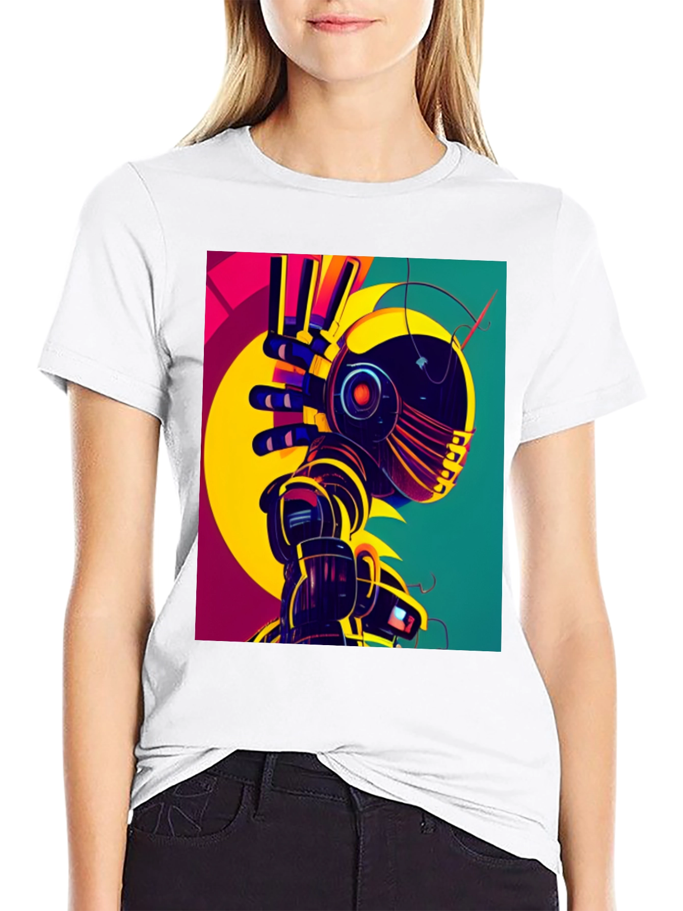 Retro Robot Graphic Tee - Unique Design