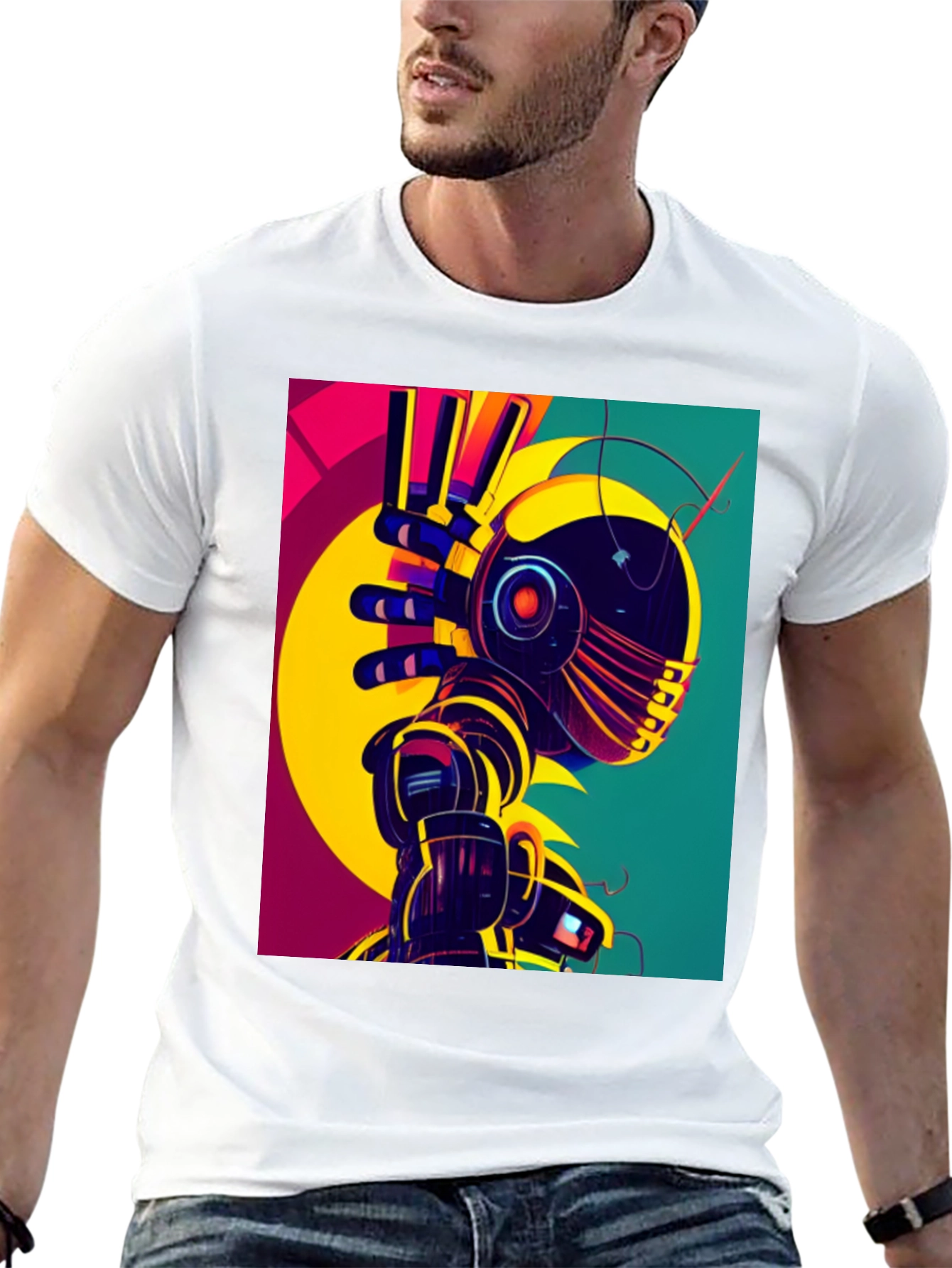 Retro Robot Graphic Tee - Unique Design