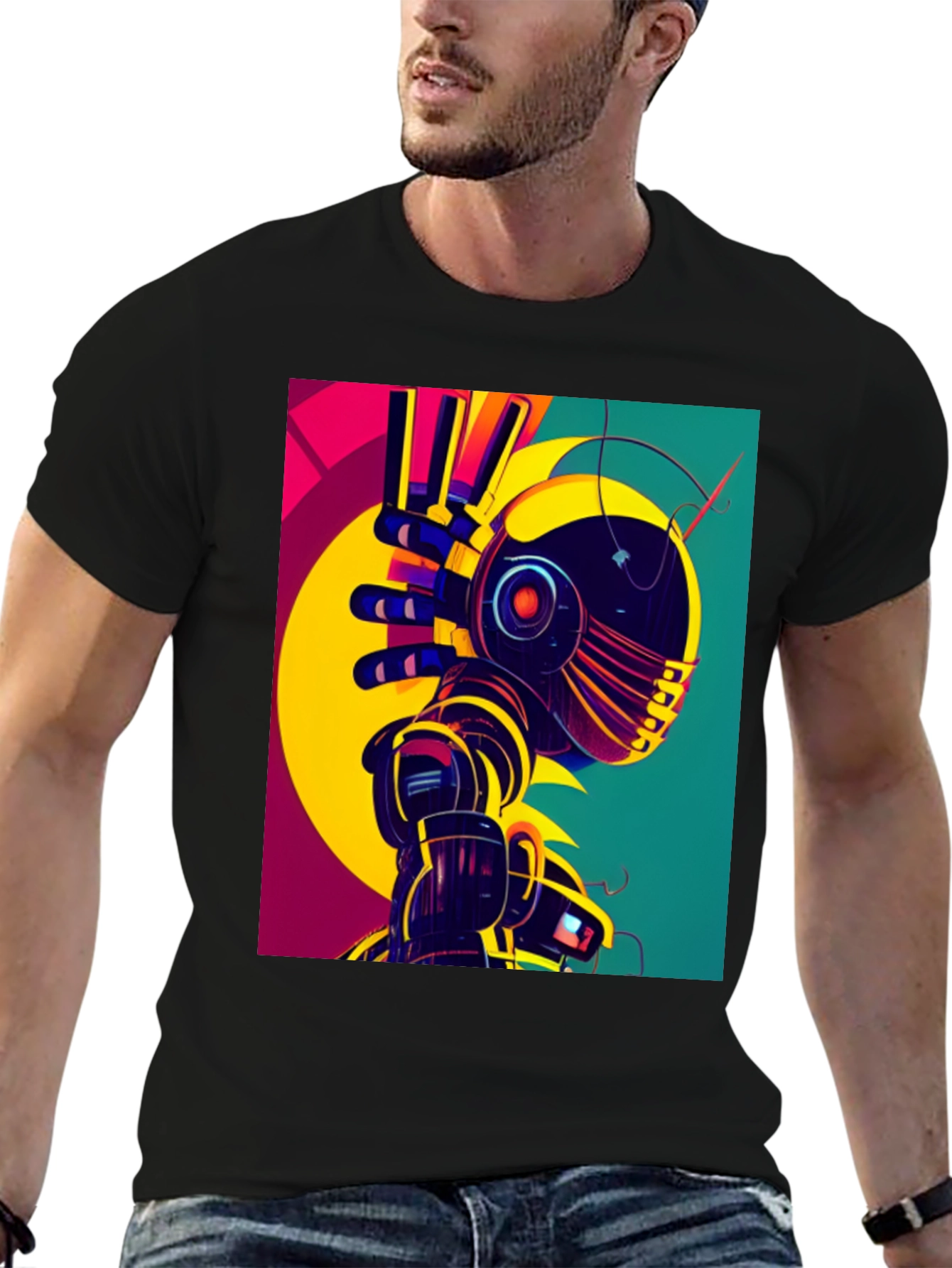Retro Robot Graphic Tee - Unique Design