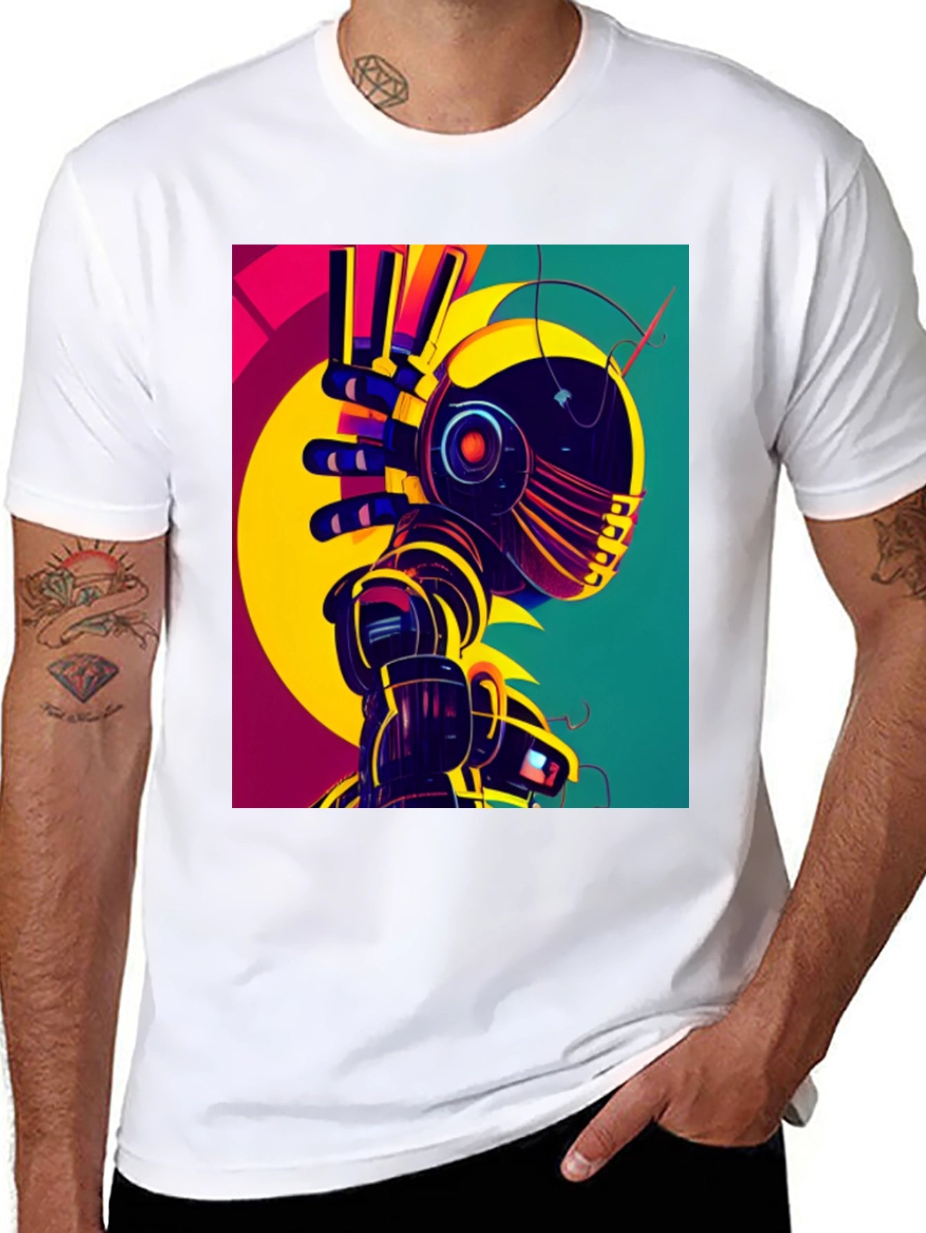 Retro Robot Graphic Tee - Unique Design