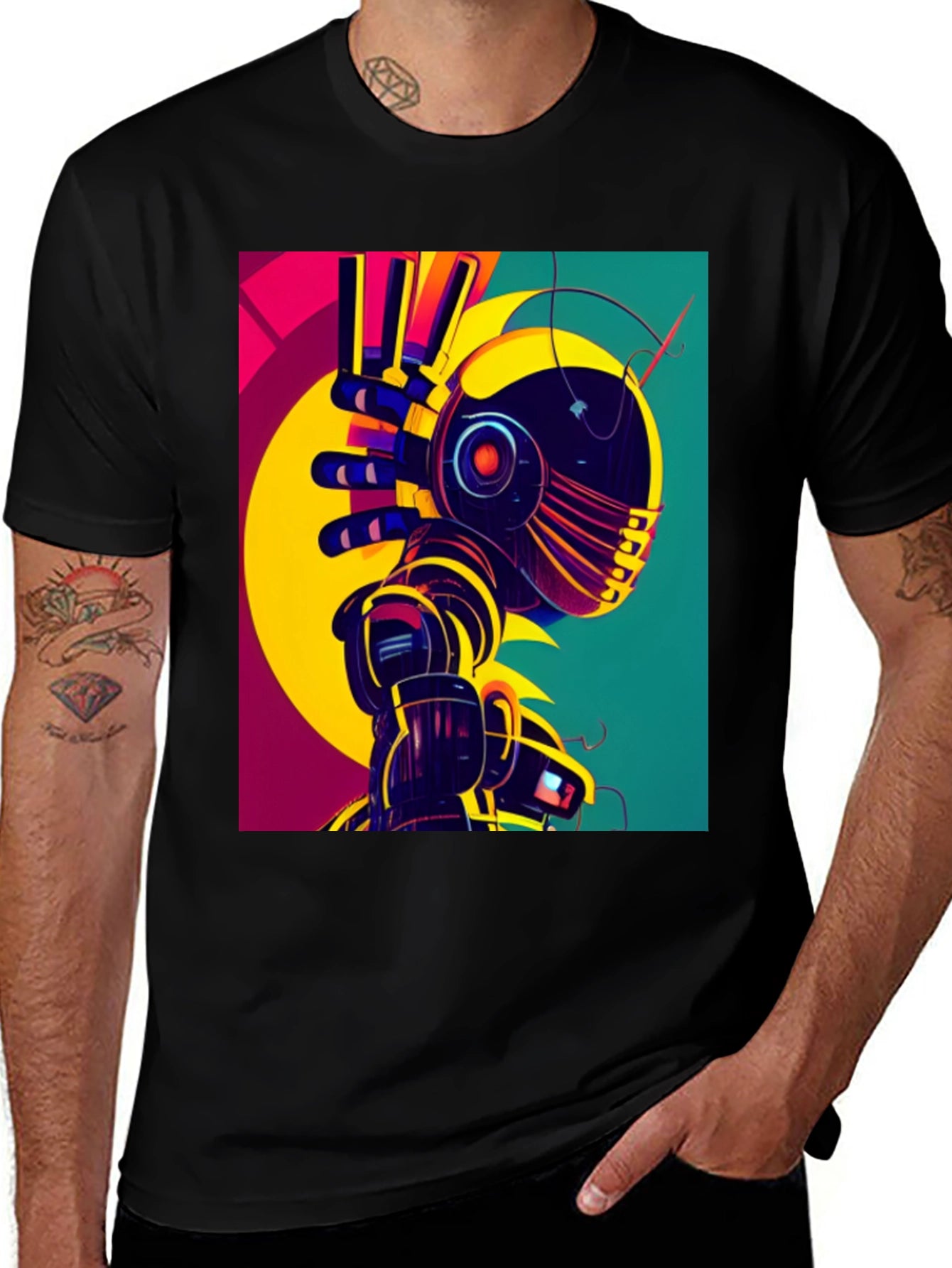 Retro Robot Graphic Tee - Unique Design