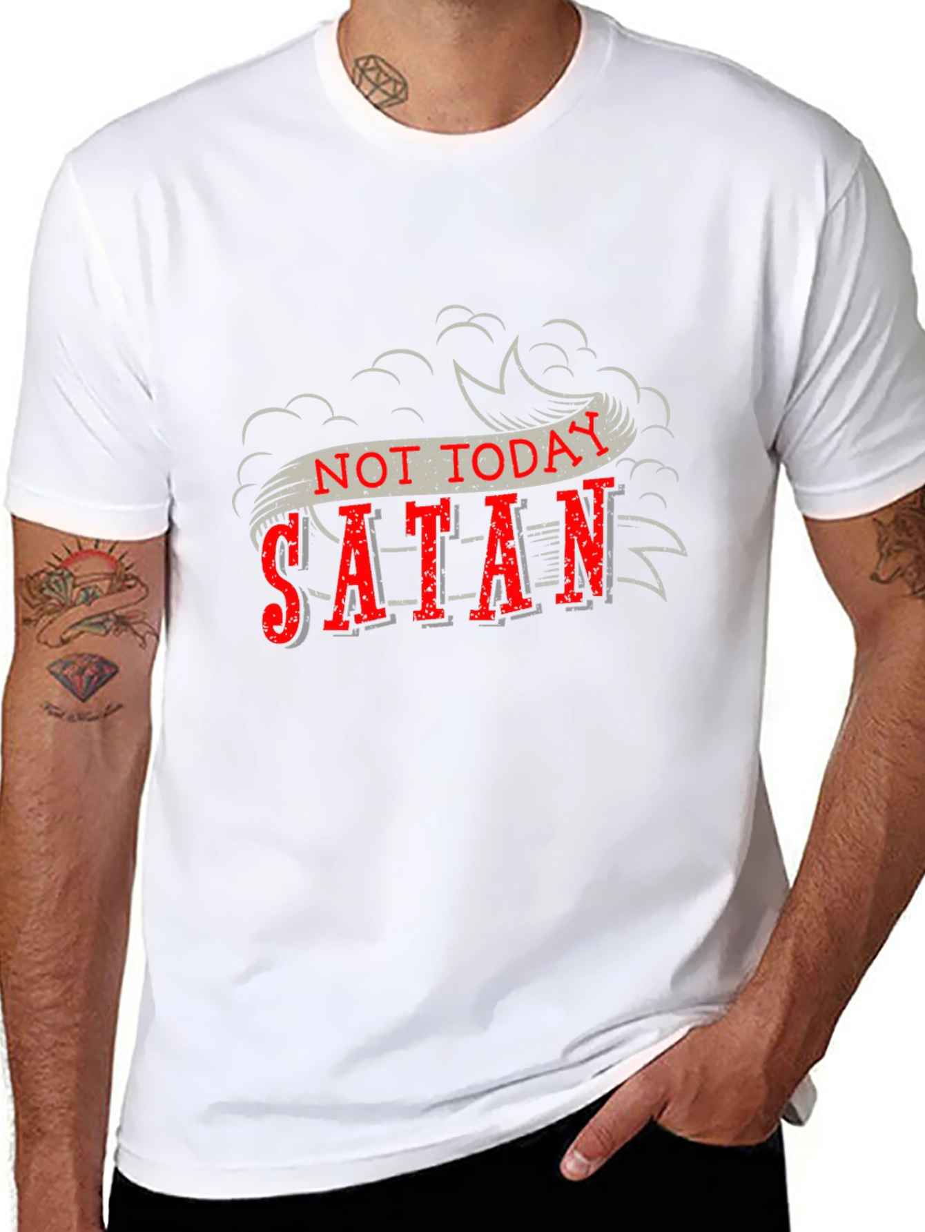 Not Today Satan Graphic Tee - Bold Religious Statement