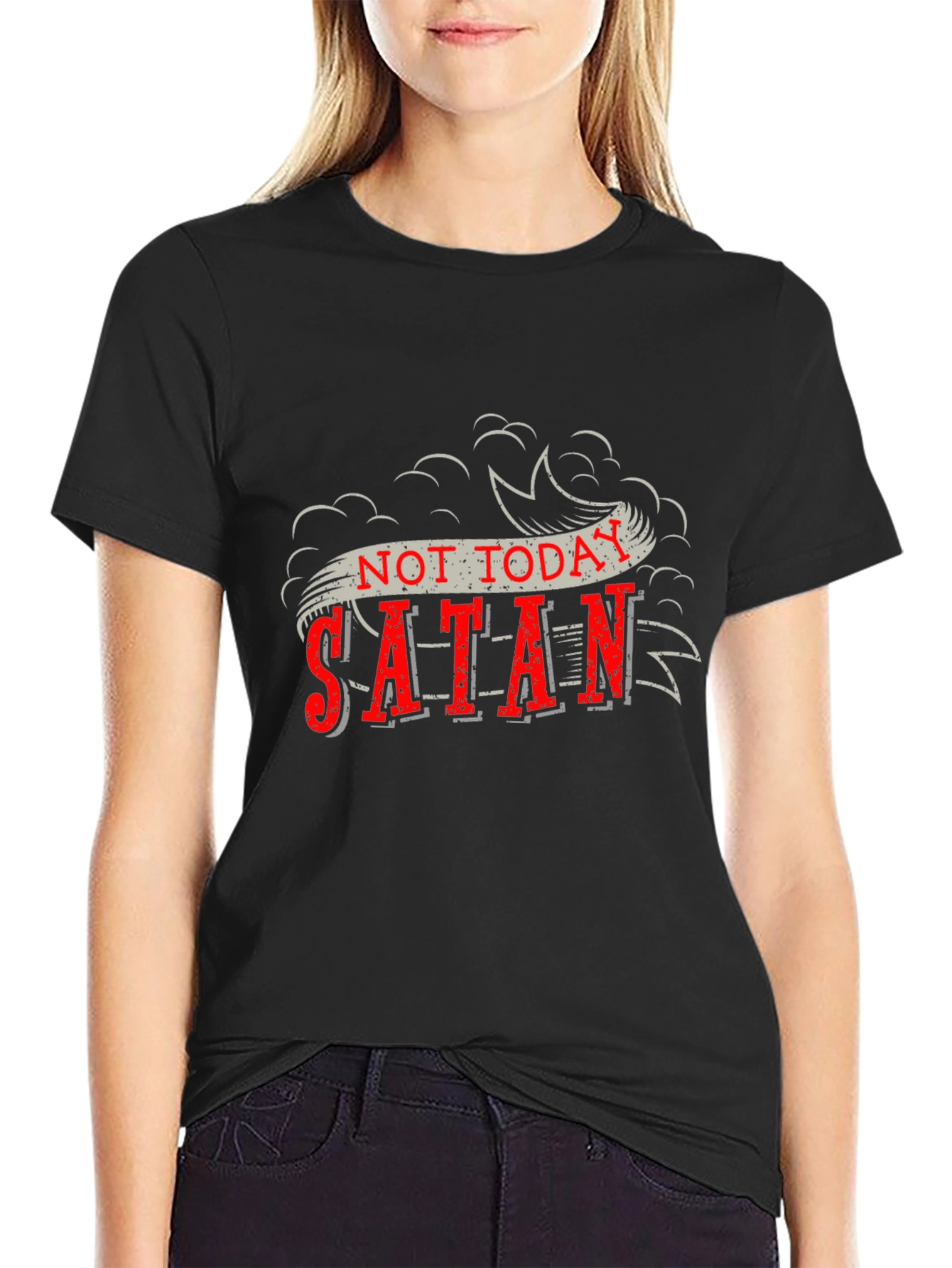 Not Today Satan Graphic Tee - Bold Religious Statement