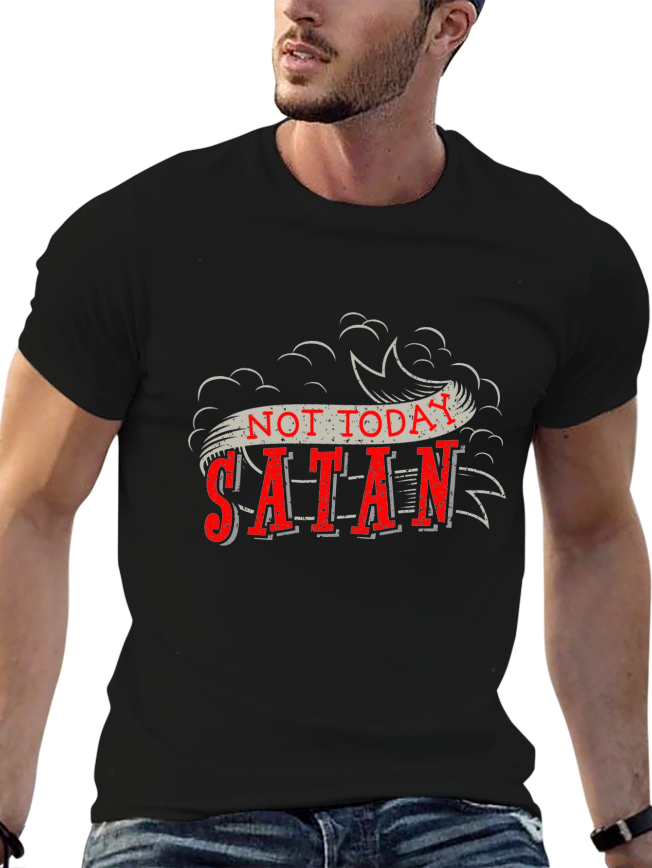 Not Today Satan Graphic Tee - Bold Religious Statement