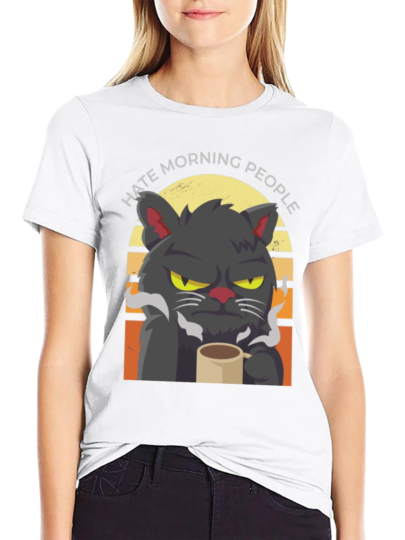 Hate Morning People Grumpy Cat Coffee T-Shirt