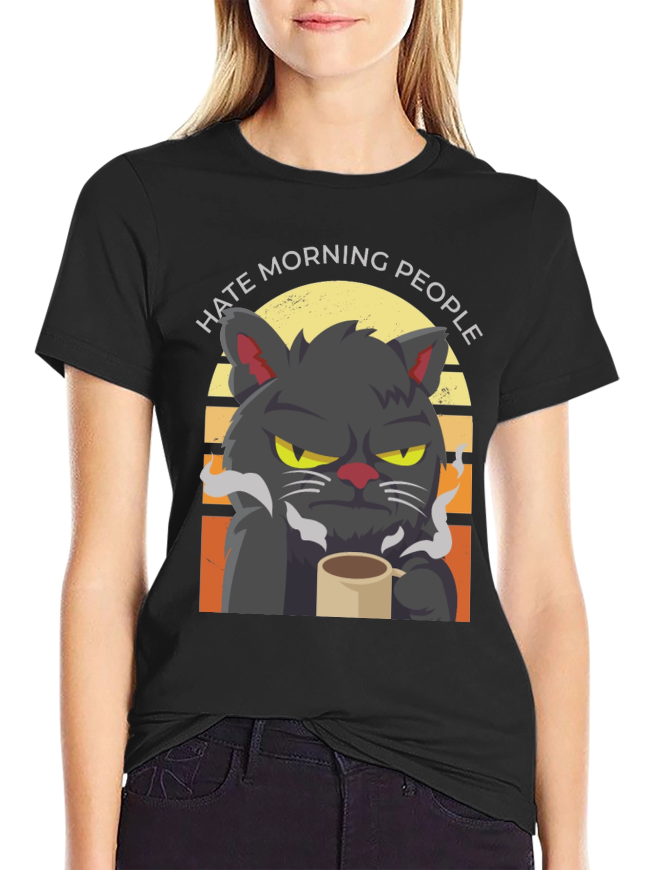 Hate Morning People Grumpy Cat Coffee T-Shirt