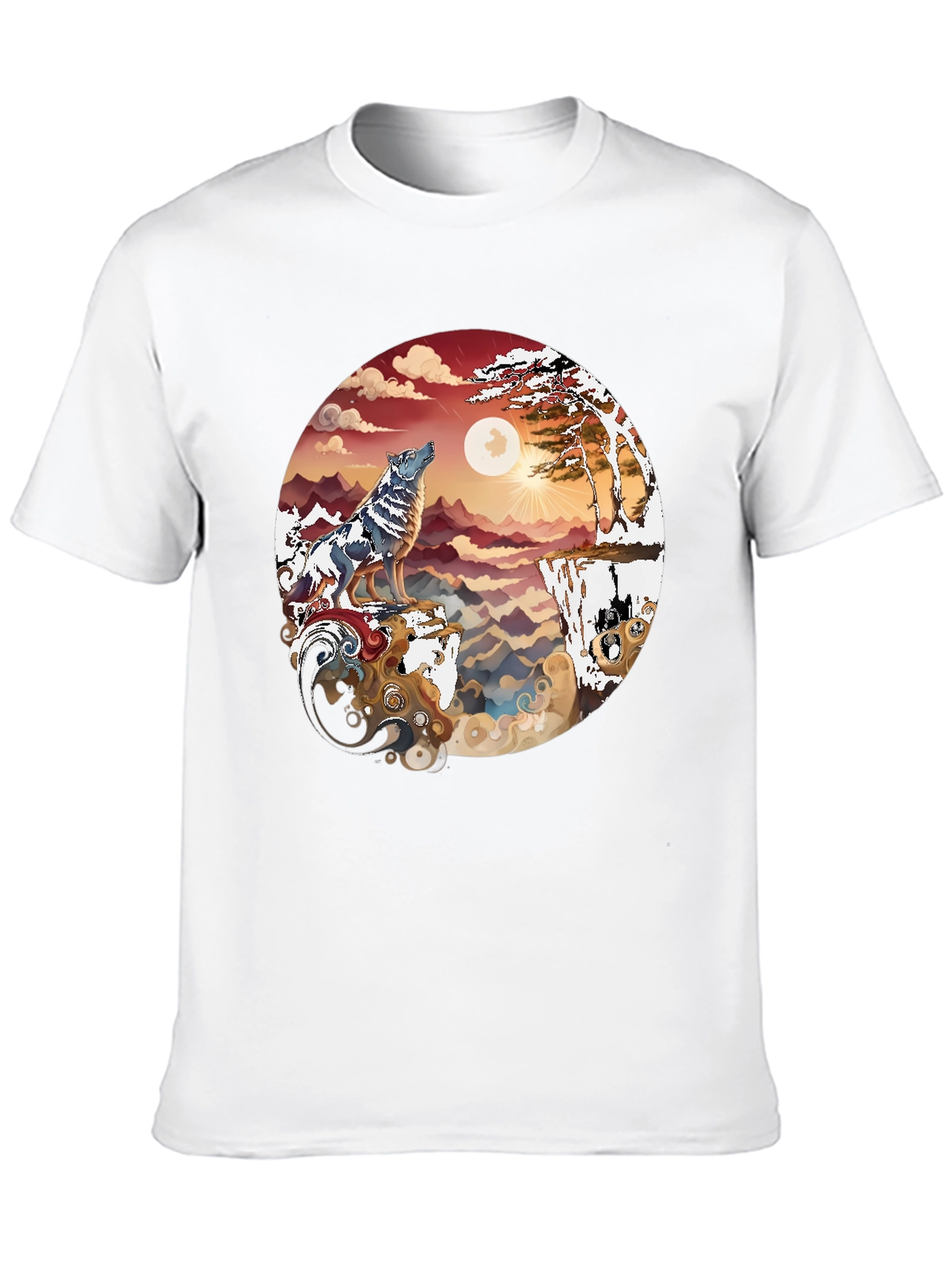 Wolf Landscape Graphic Tee - Black