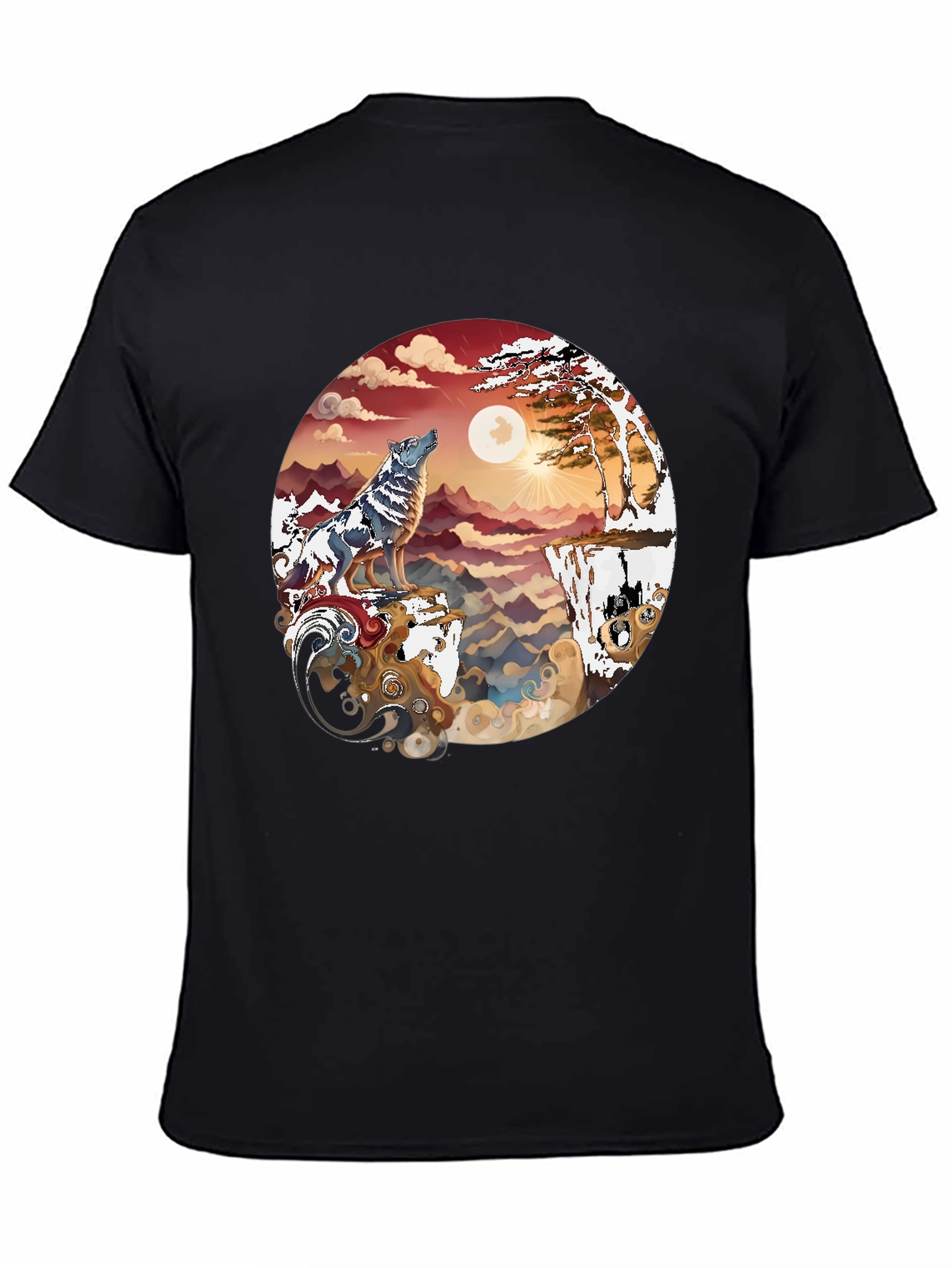 Wolf Landscape Graphic Tee - Black
