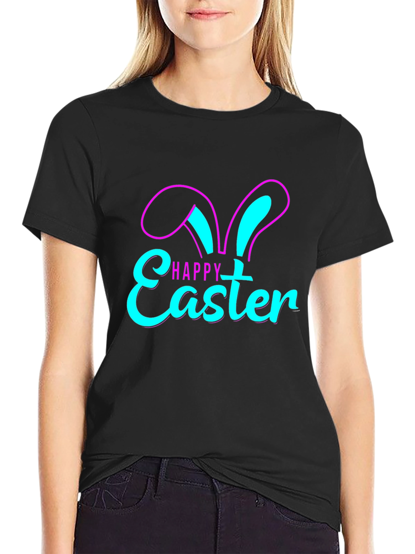Happy Easter Bunny Ears Graphic T-Shirt