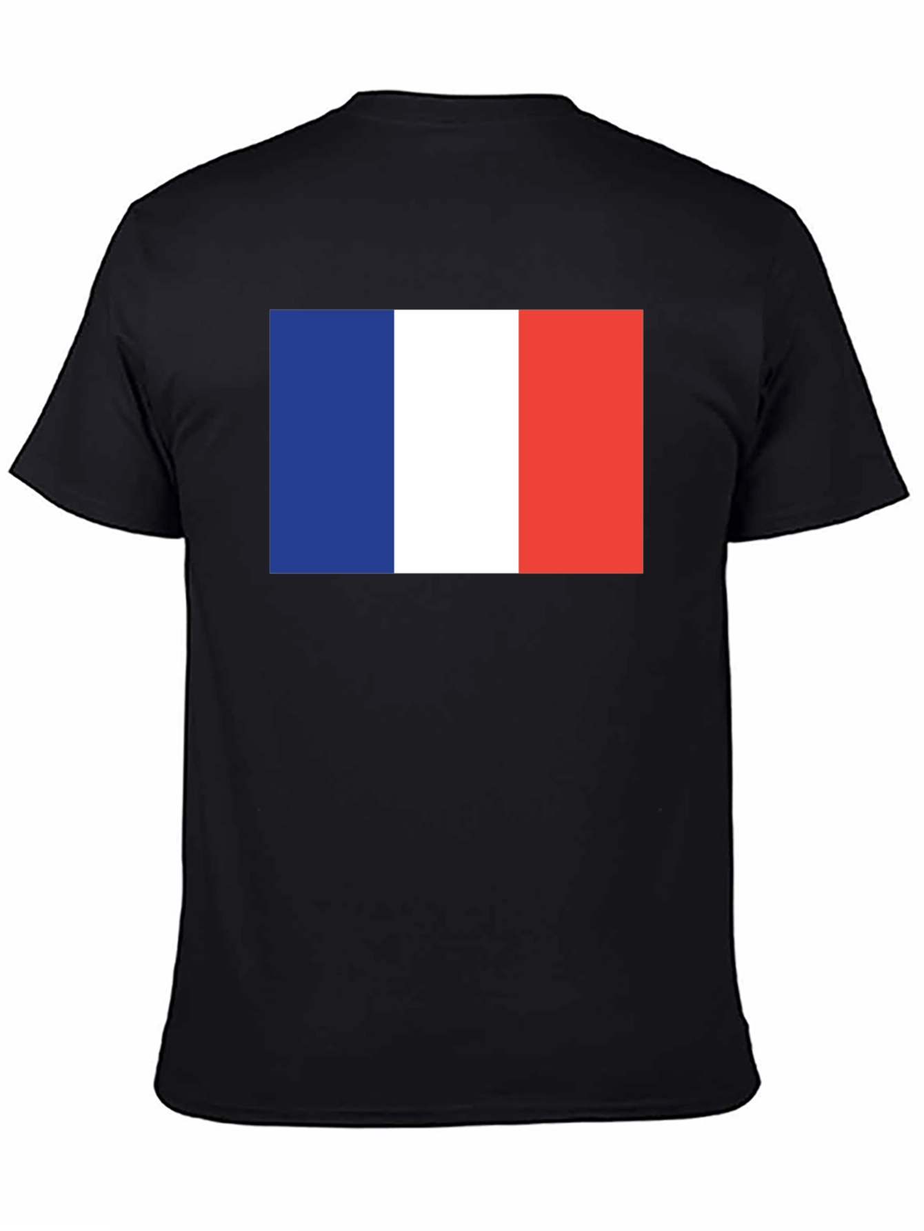 French Flag Graphic Tee - Black Cotton T-Shirt