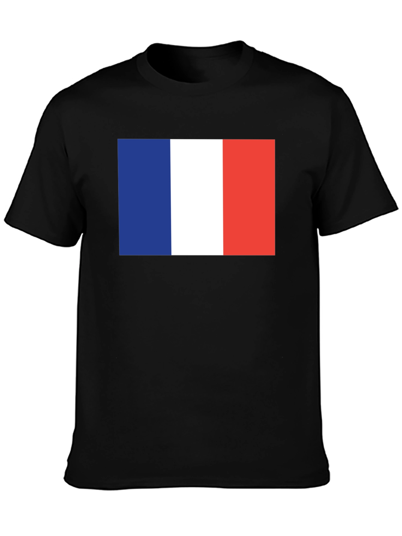French Flag Graphic Tee - Black Cotton T-Shirt