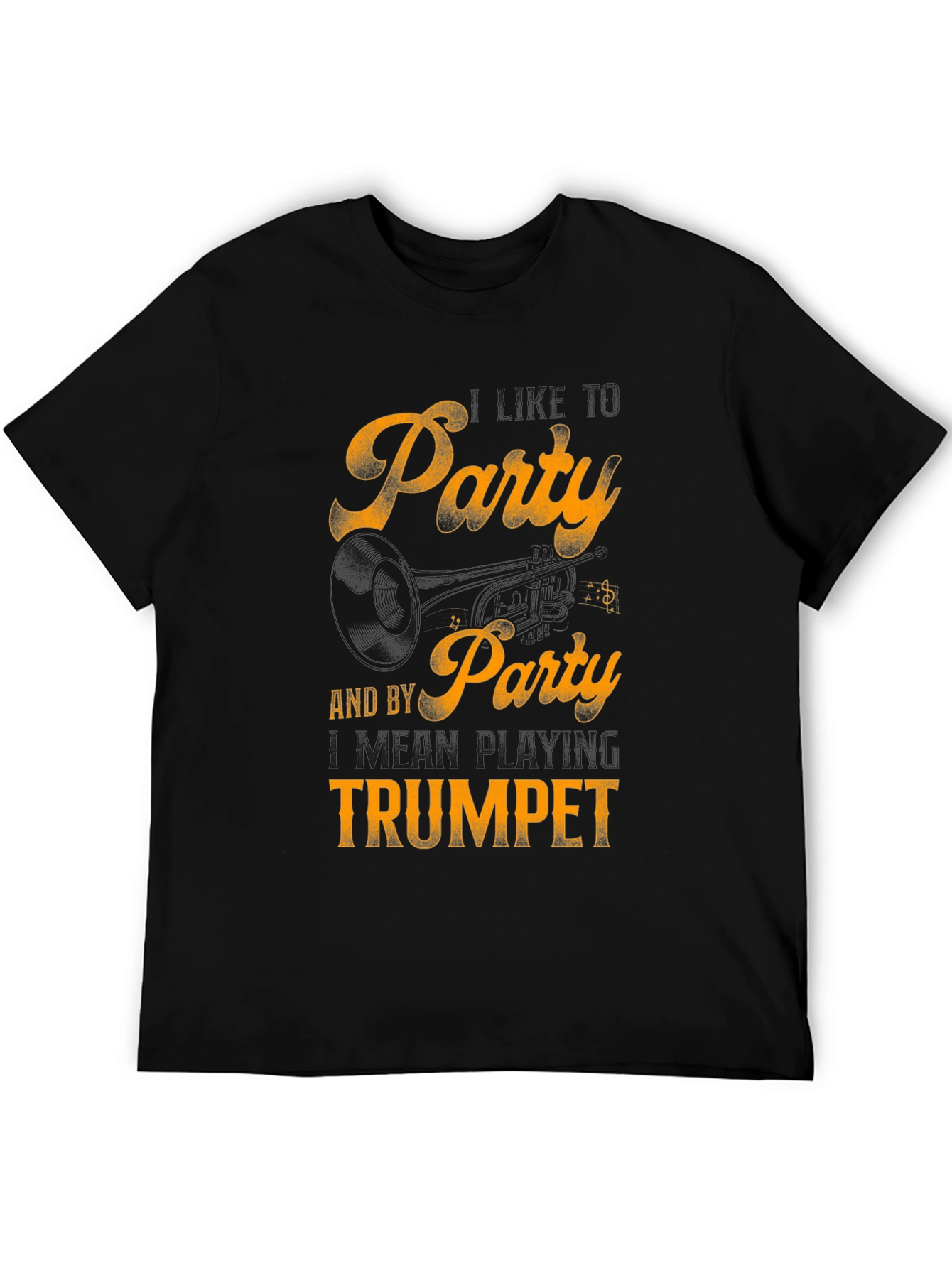 Party by Playing Trumpet Black Graphic Tee