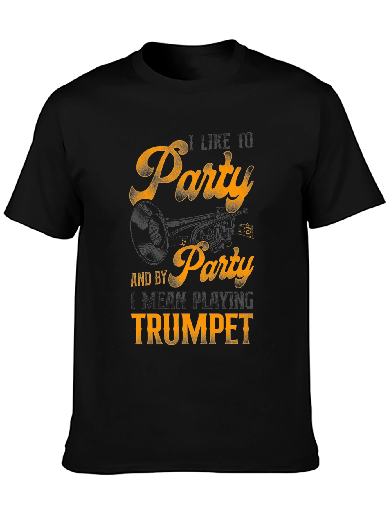 Party by Playing Trumpet Black Graphic Tee