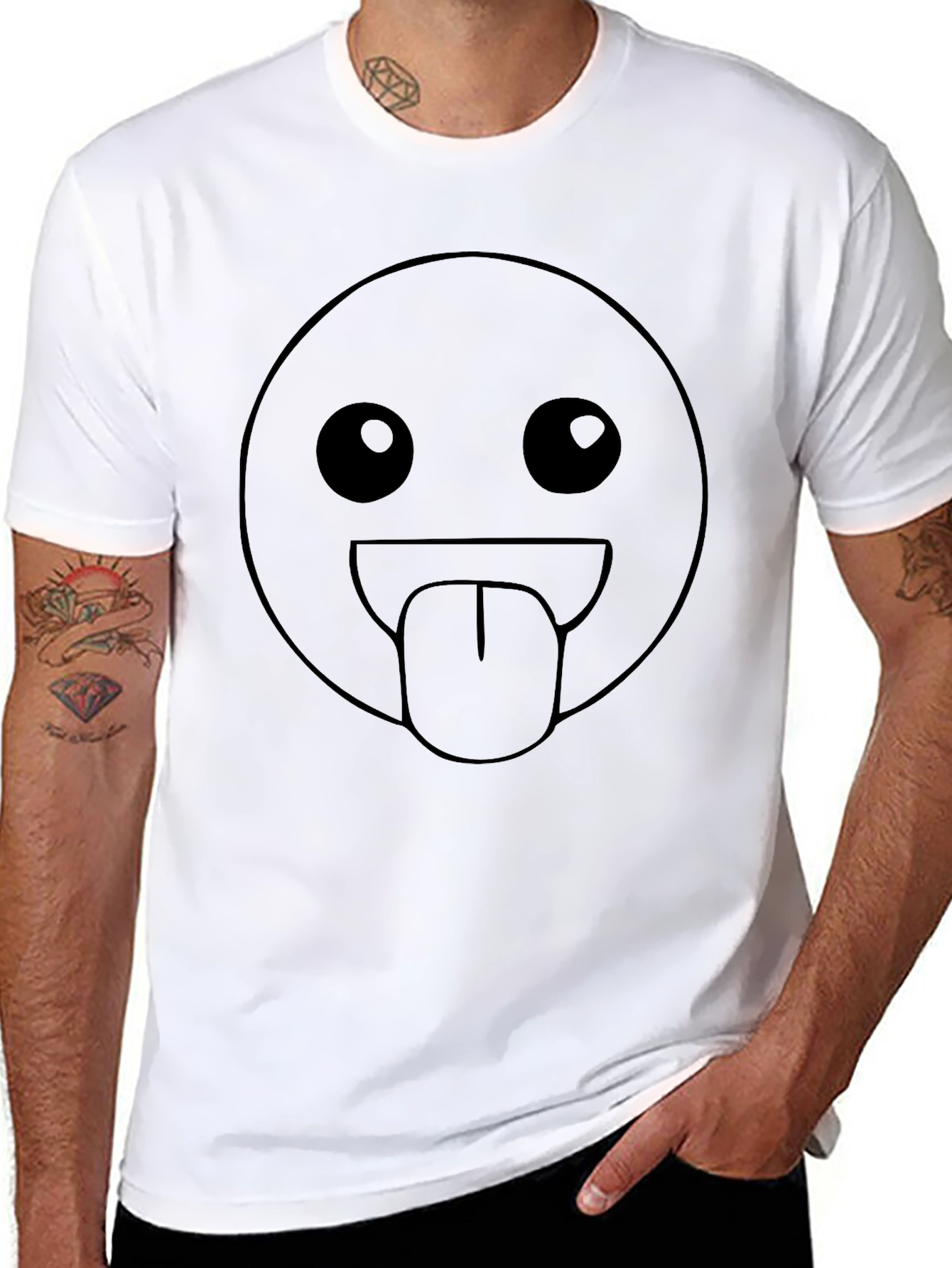 Emoji Tongue Out Black T-Shirt