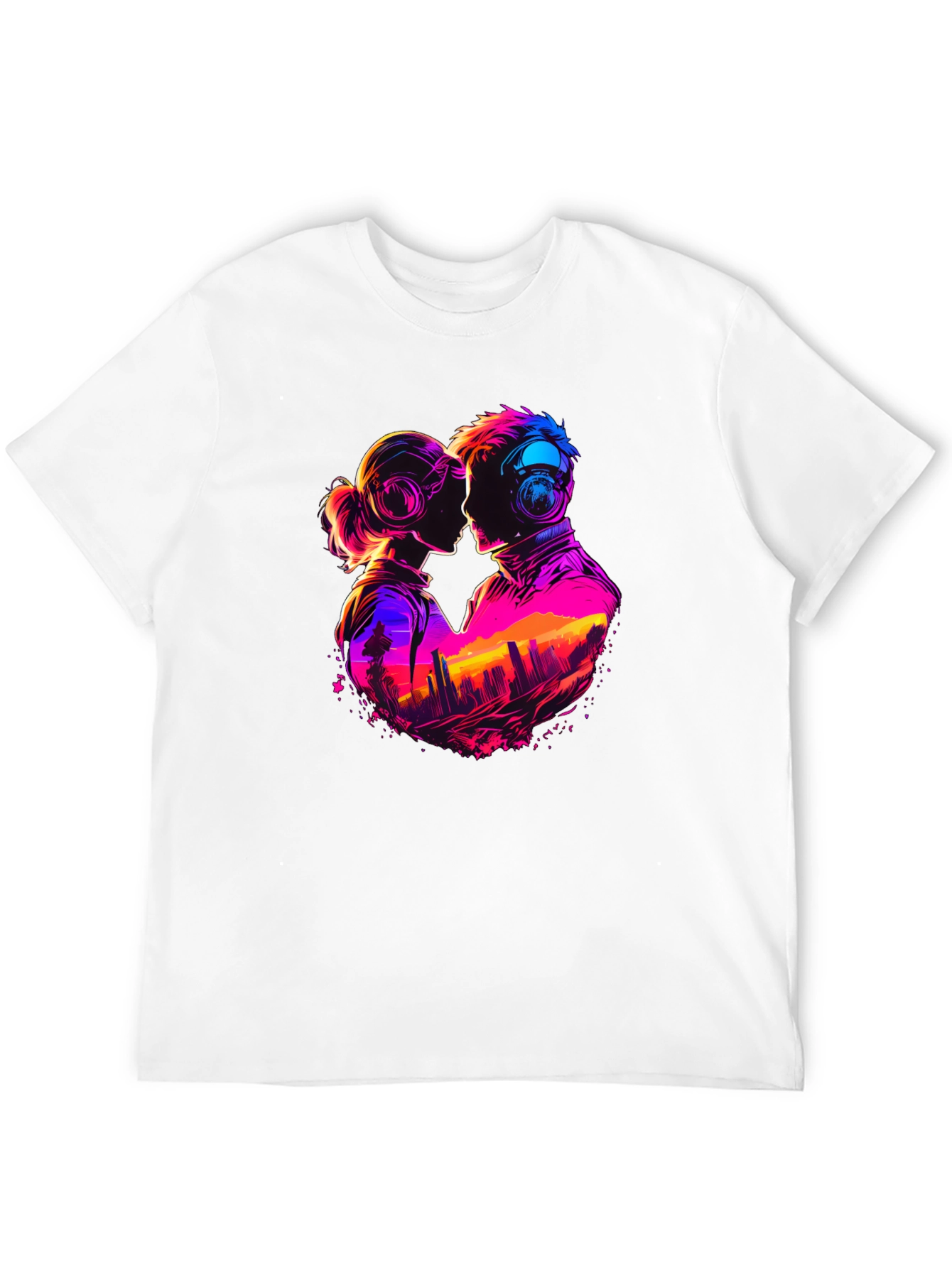 Retro Romance Graphic Tee - Cityscape Love