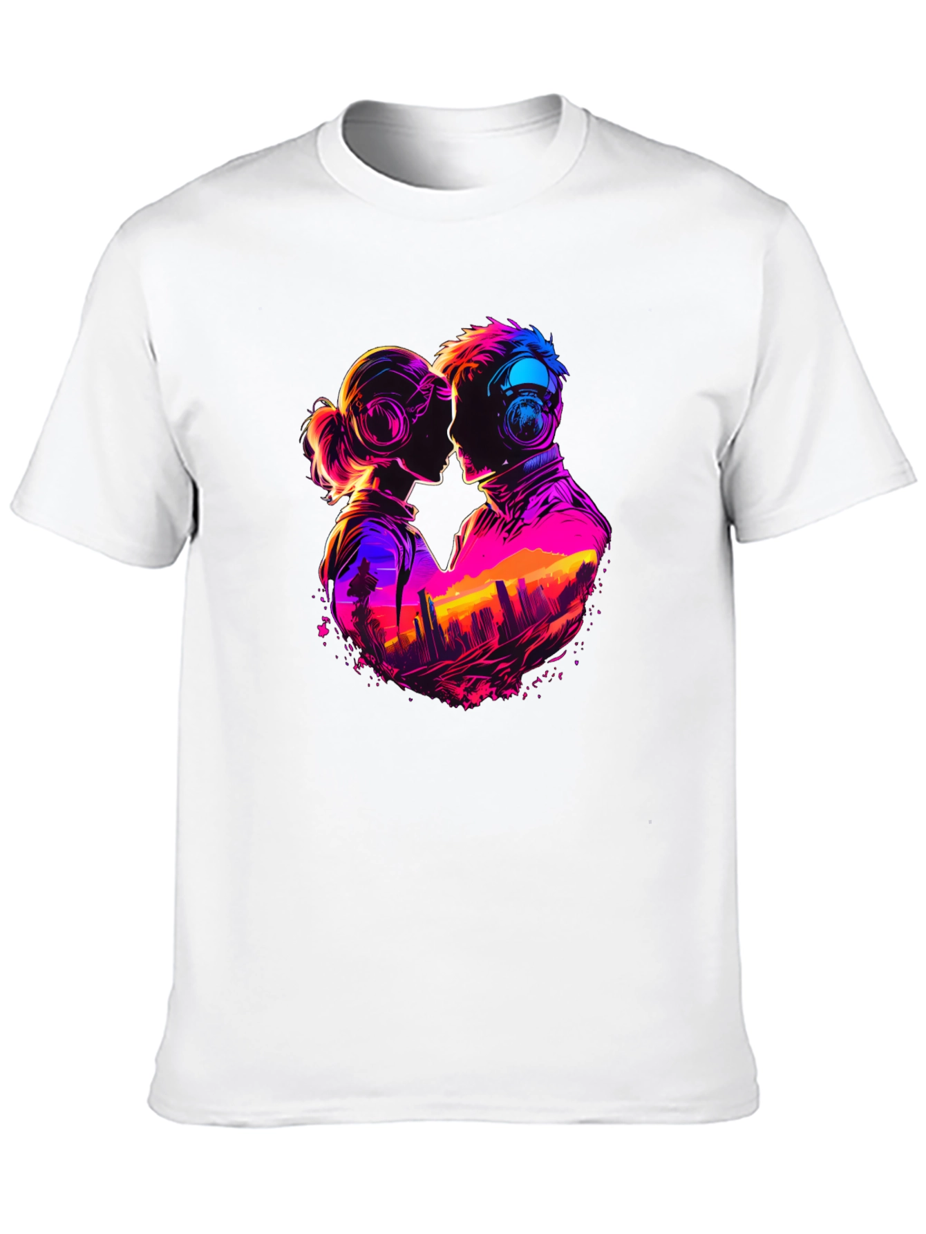 Retro Romance Graphic Tee - Cityscape Love