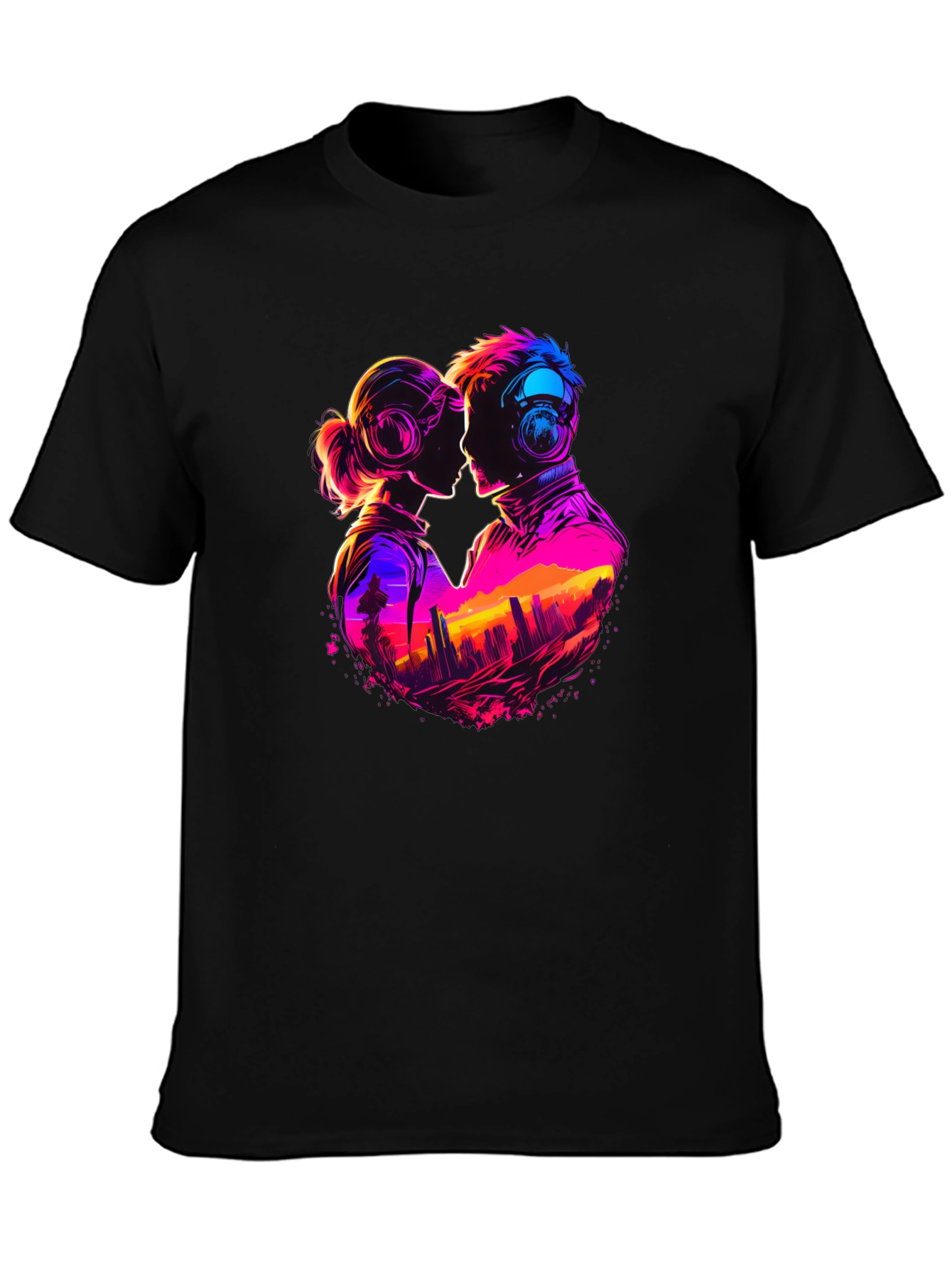 Retro Romance Graphic Tee - Cityscape Love